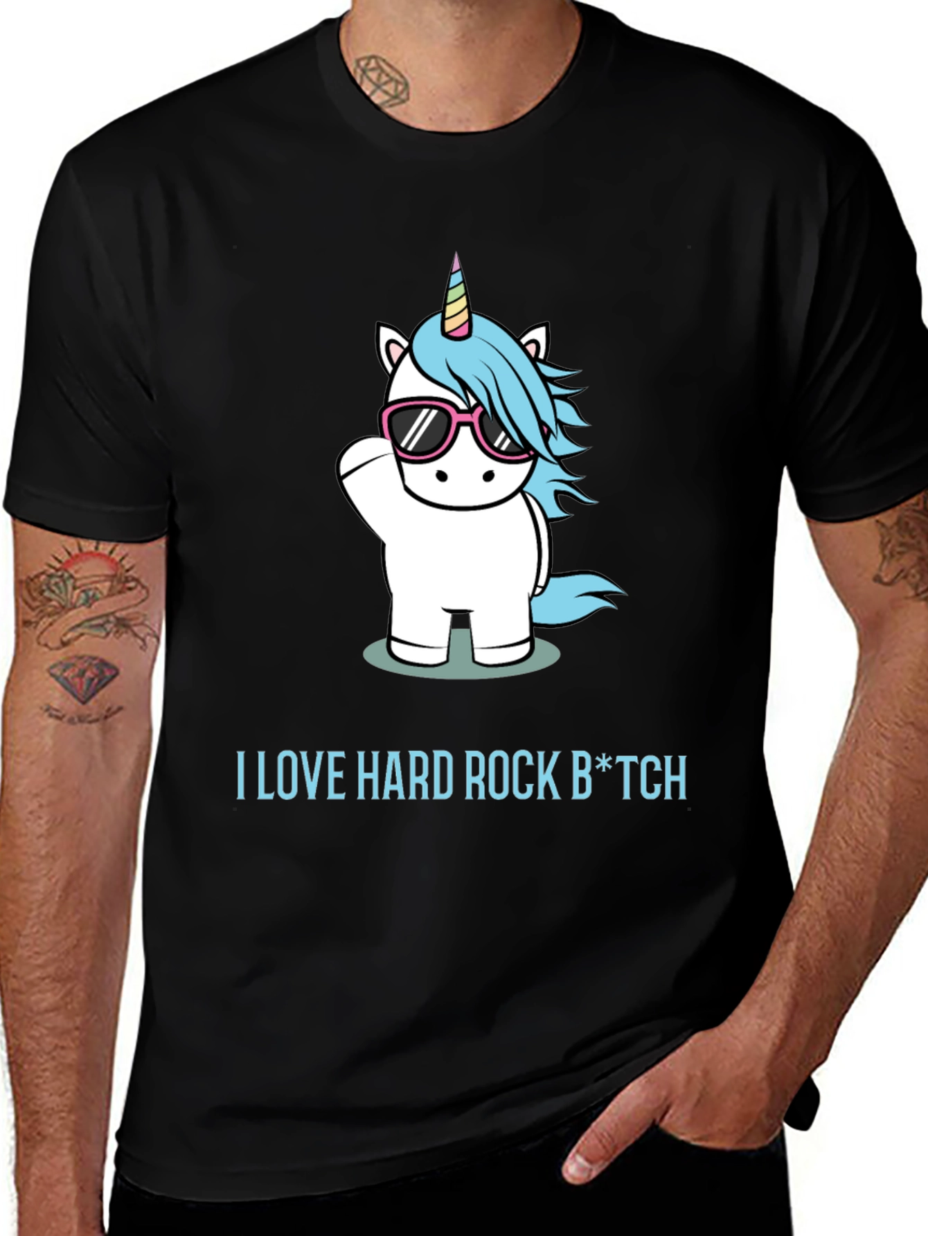 Variant 28 of Unicorn Hard Rock Graphic Tee - Black