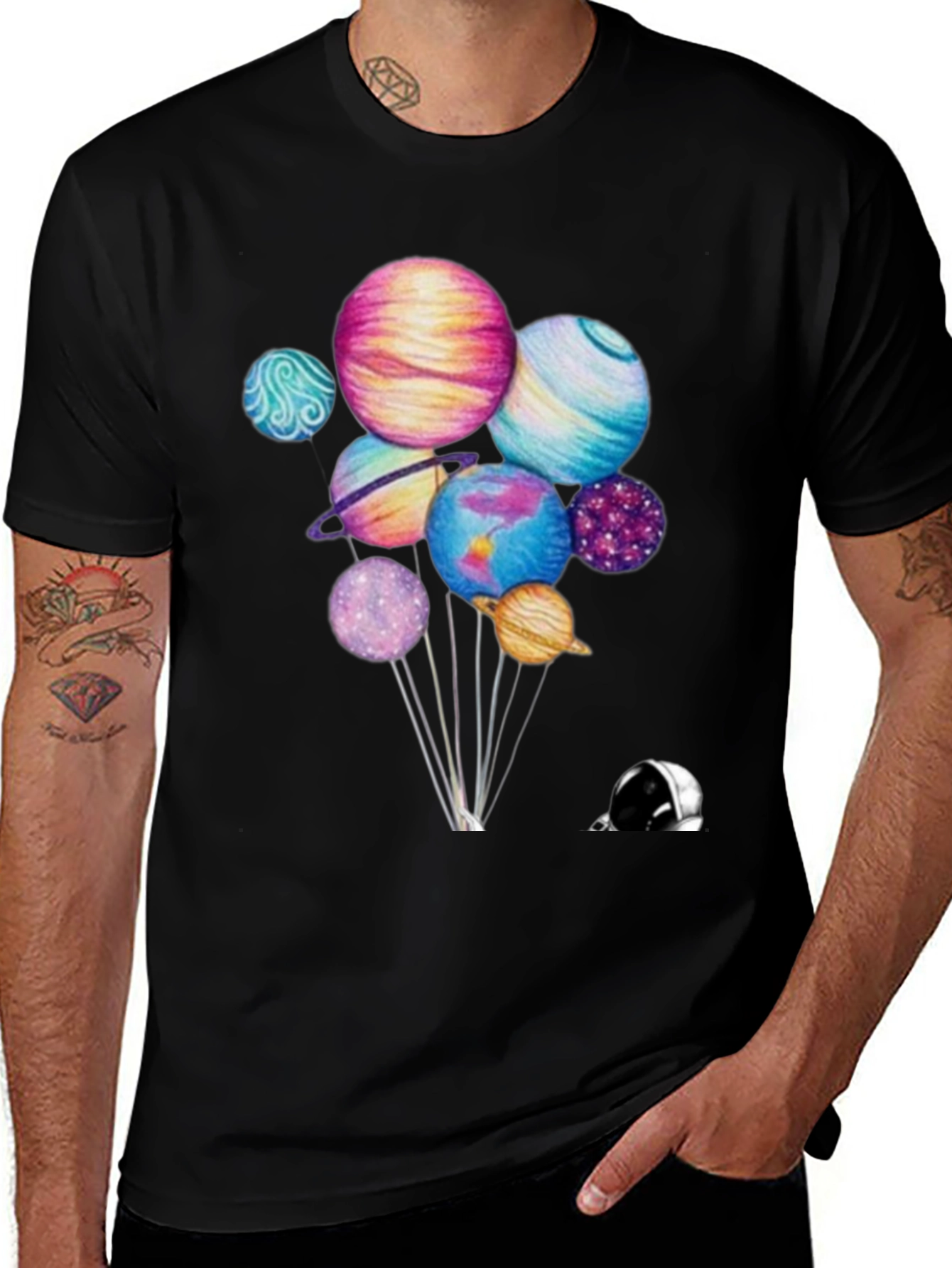 Variant 8 of Planets Graphic Black T-Shirt