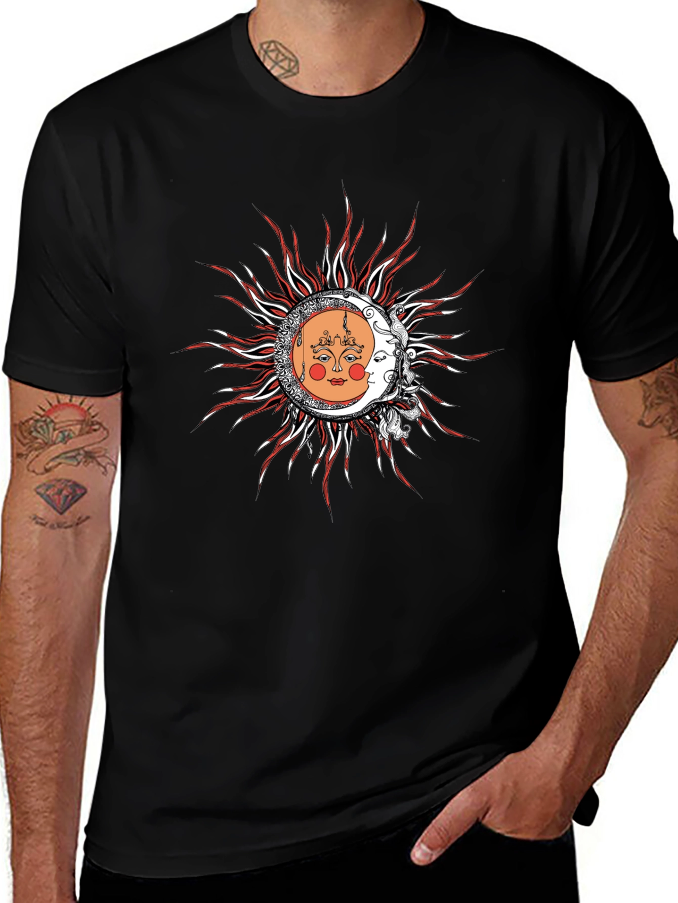Variant 21 of Sun & Moon Graphic Print Black T-Shirt
