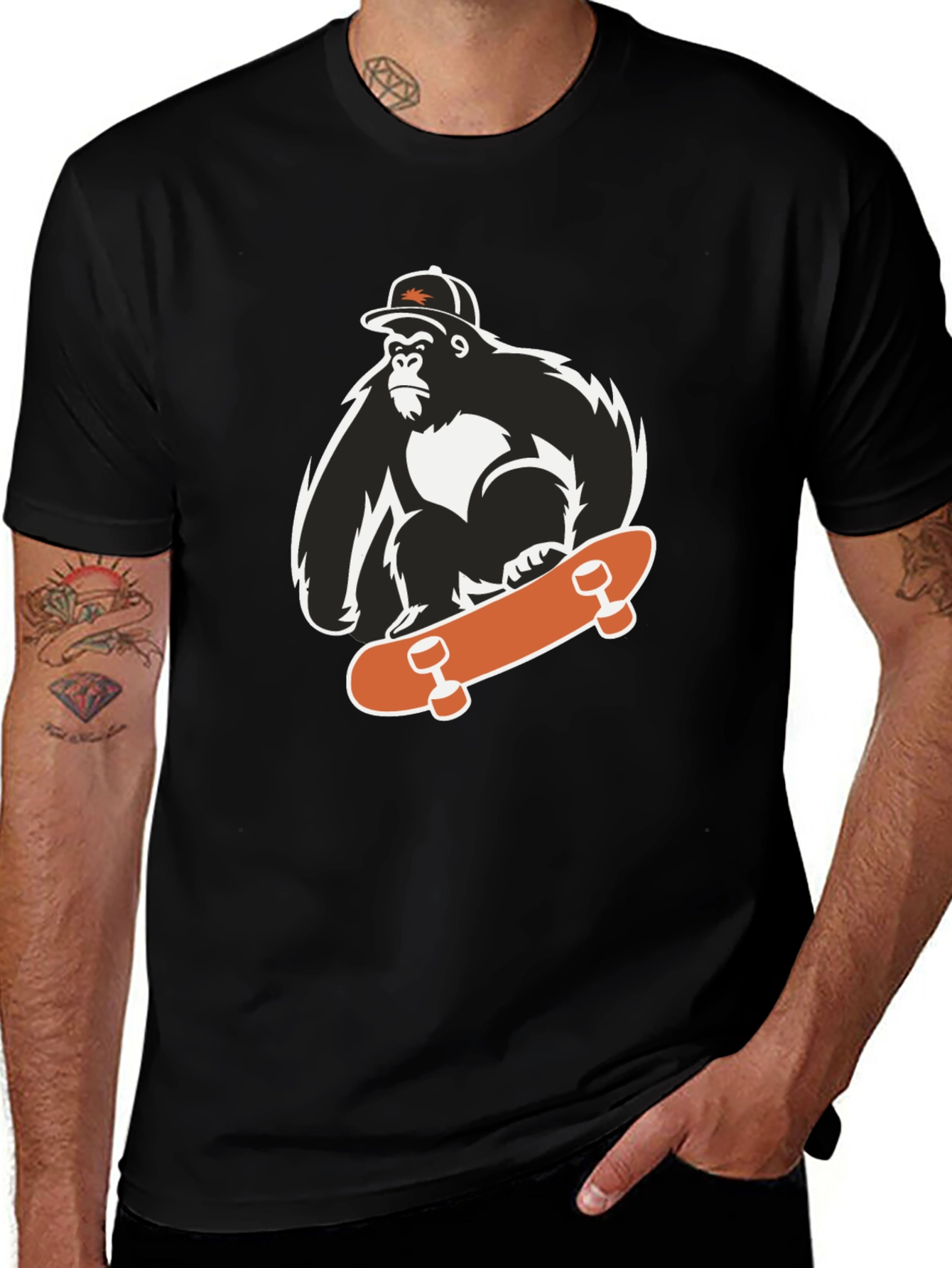 Variant 21 of Gorilla Skateboard Graphic Tee - Cool Black T-Shirt