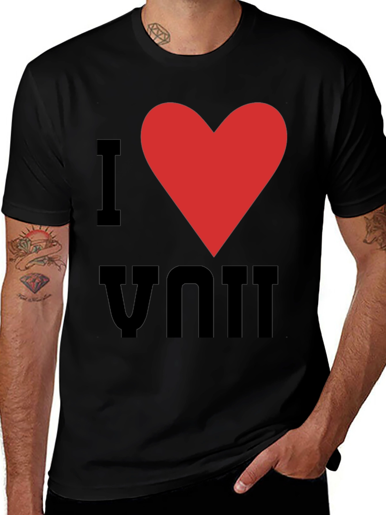 Variant 25 of I Heart You Graphic Tee - Black Cotton T-Shirt