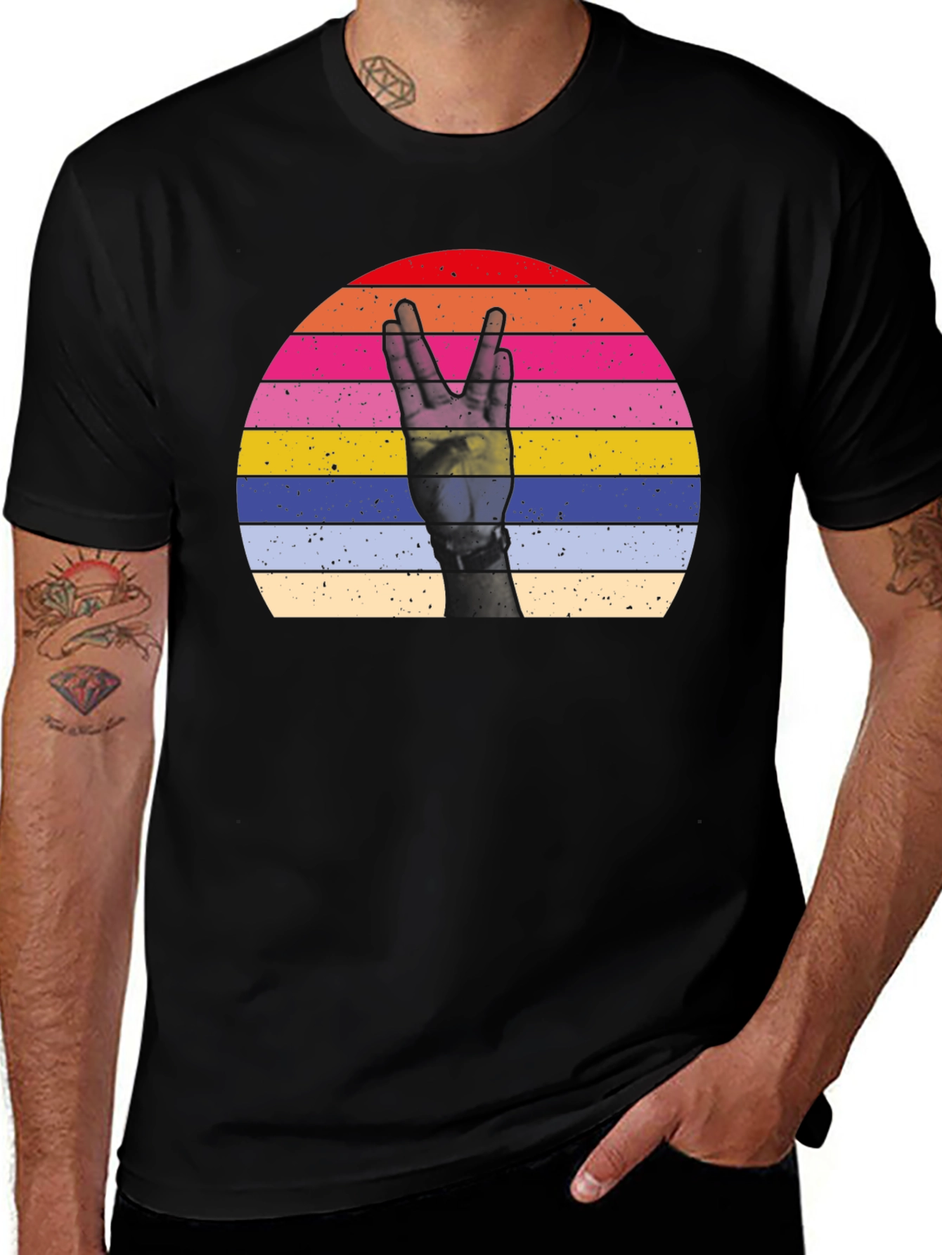 Variant 14 of Retro Sunset Peace Sign Graphic T-Shirt