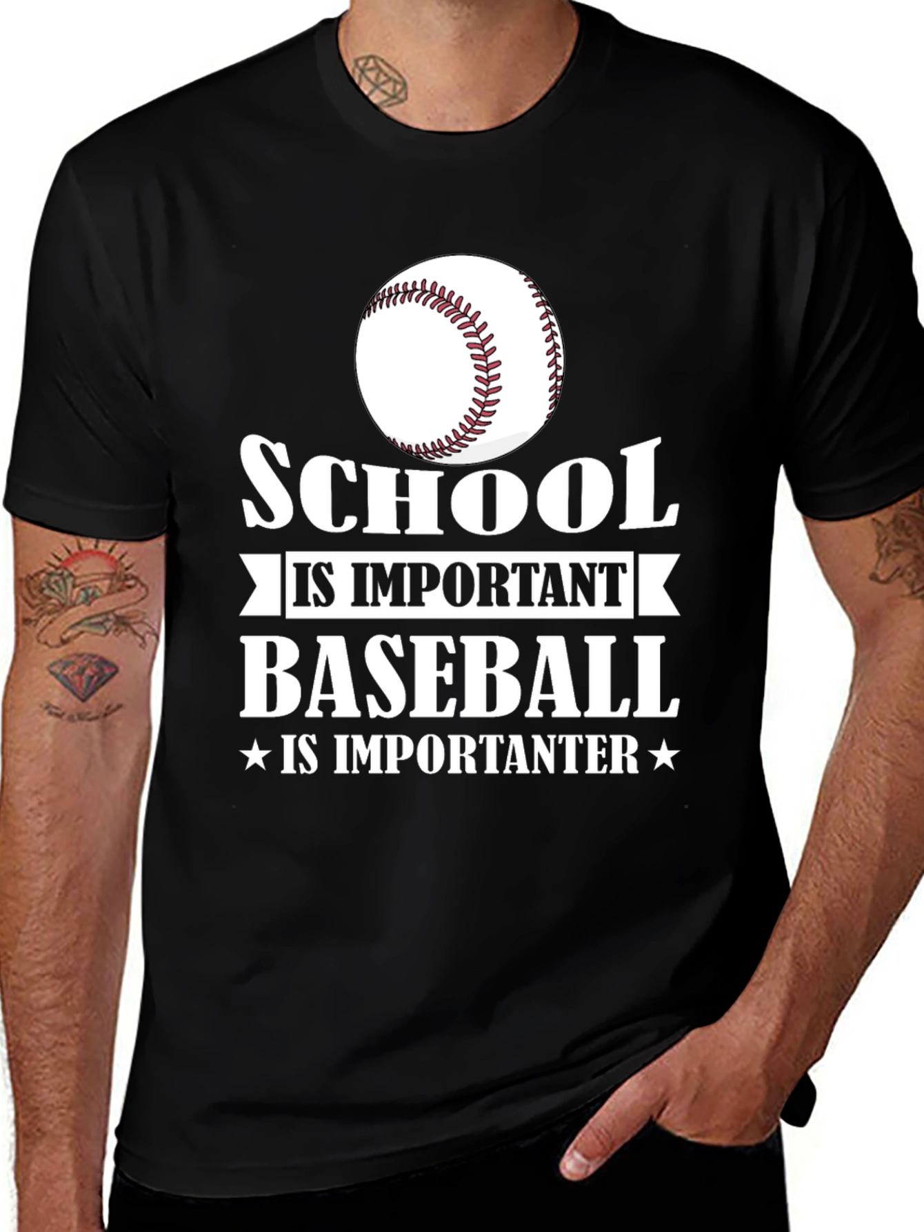 Variant 7 of Baseball Is Importanter Black T-Shirt