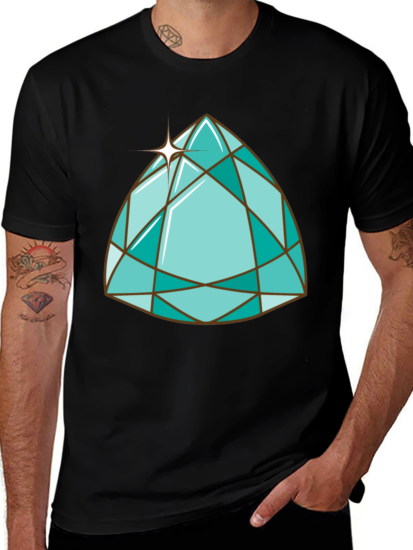 Variant 4 of Geometric Diamond Graphic Tee - Stylish Men's Black T-Shirt