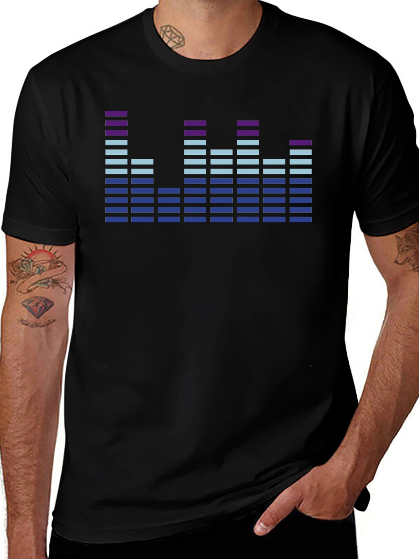 Black Sound Wave Graphic Tee - Modern Music Lover T-Shirt main image