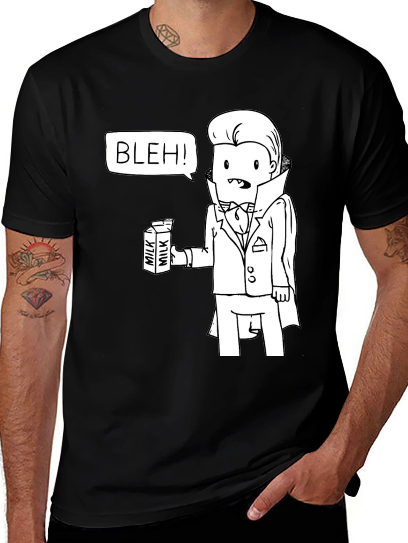 Variant 19 of Milk-Loving Vampire Black Graphic Tee