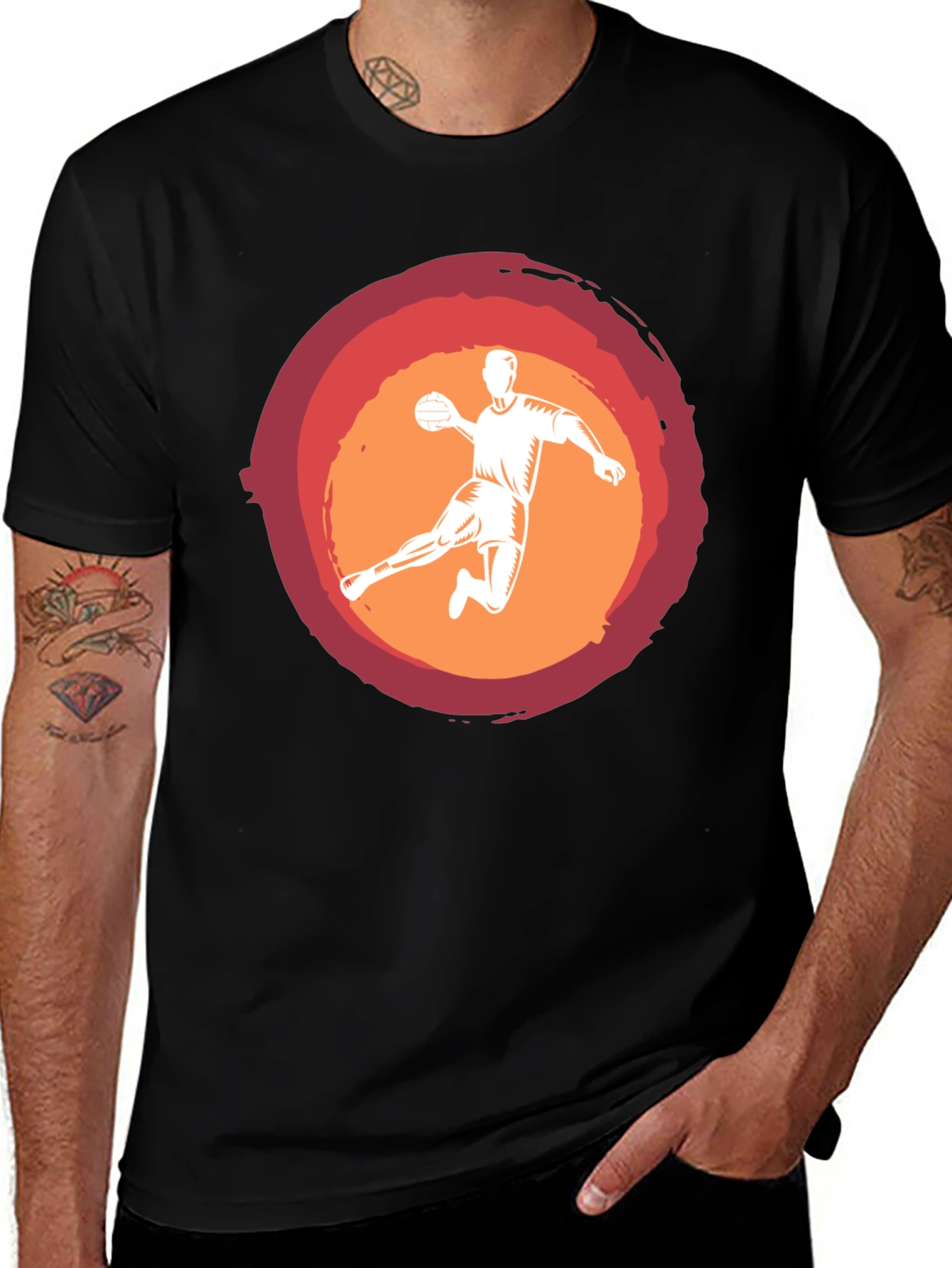 Handball Player Graphic Tee - Black