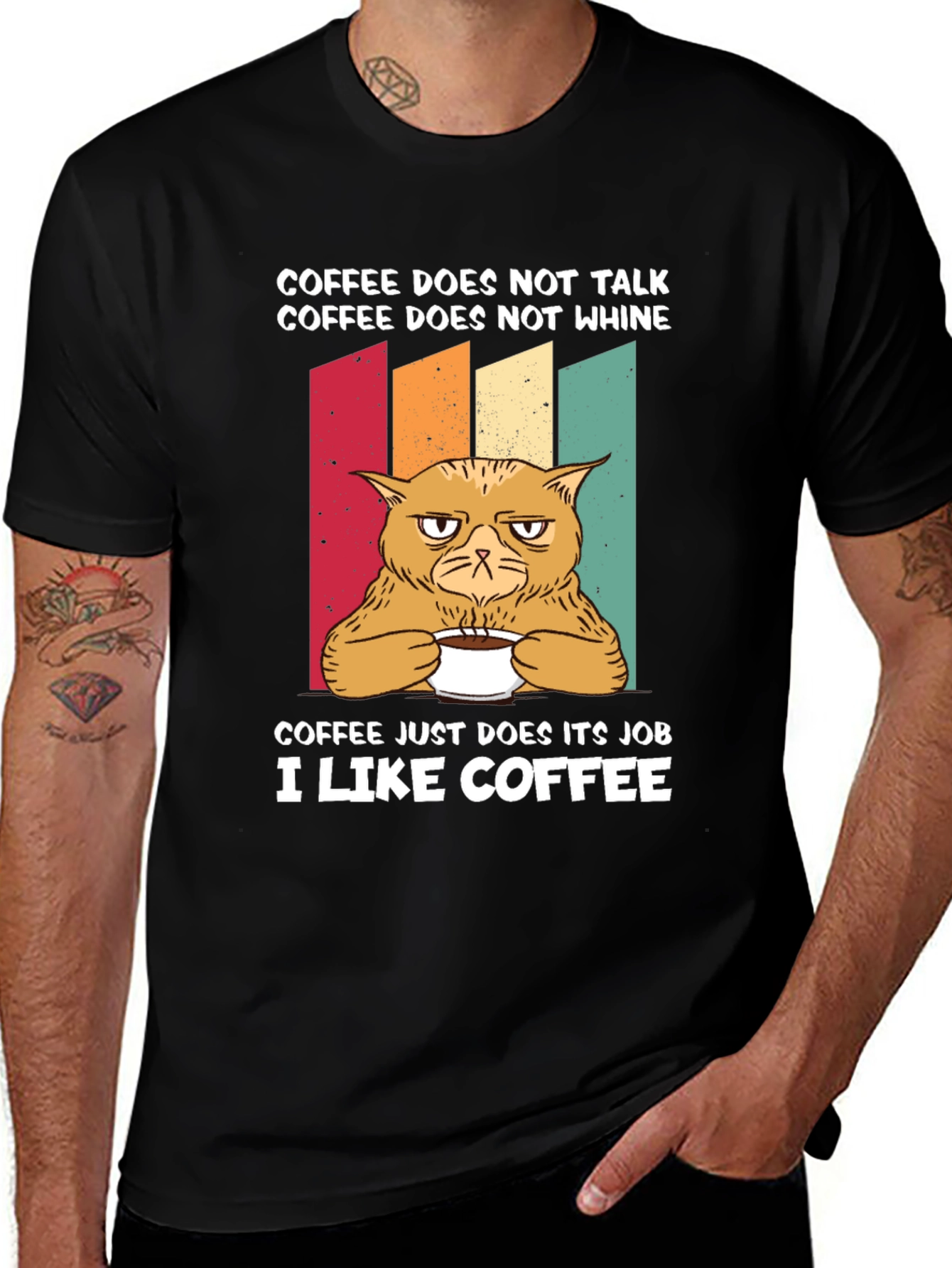 Variant 19 of Coffee Lover T-Shirt - Funny Cat Design