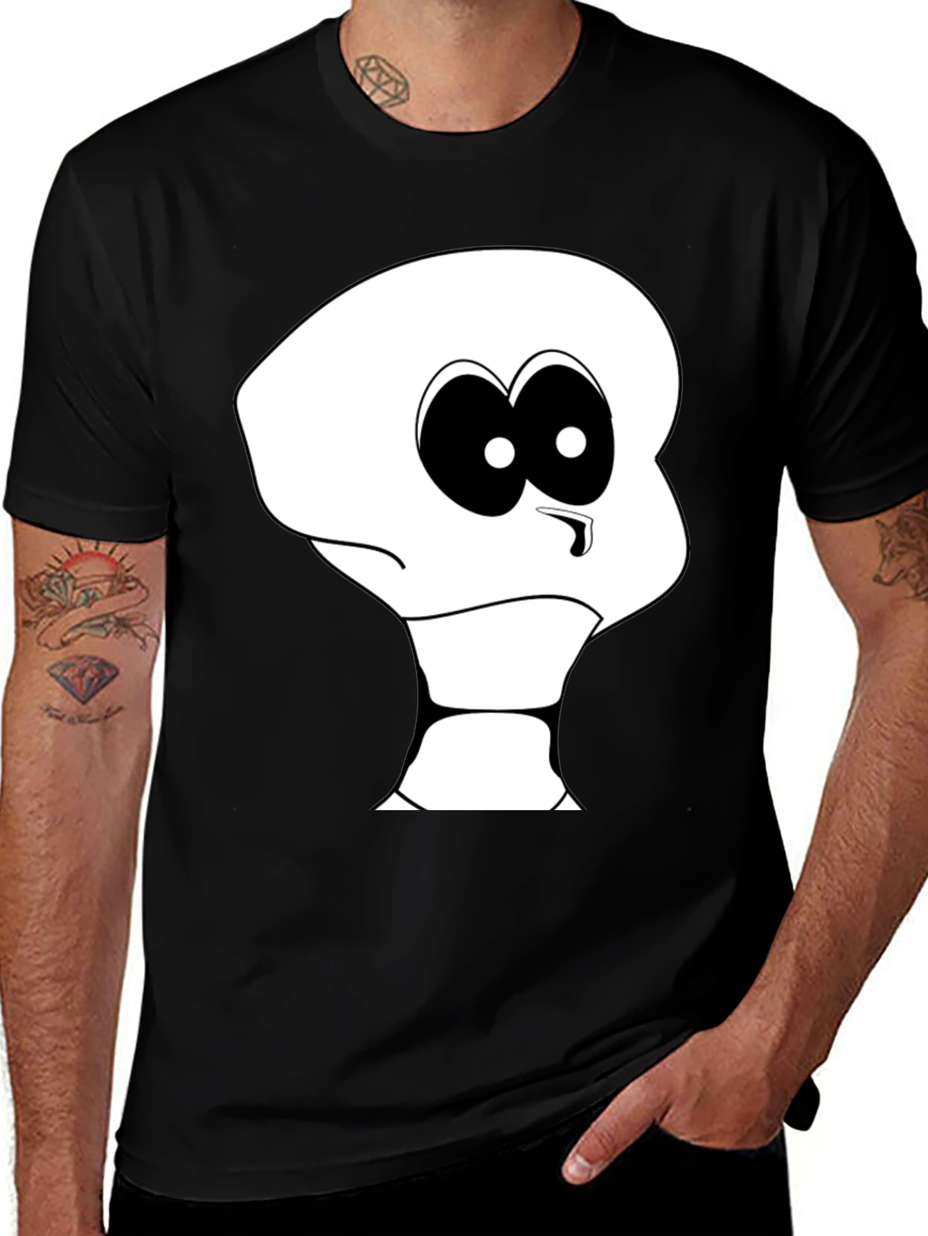 Variant 20 of Cartoon Skull Graphic Black T-Shirt
