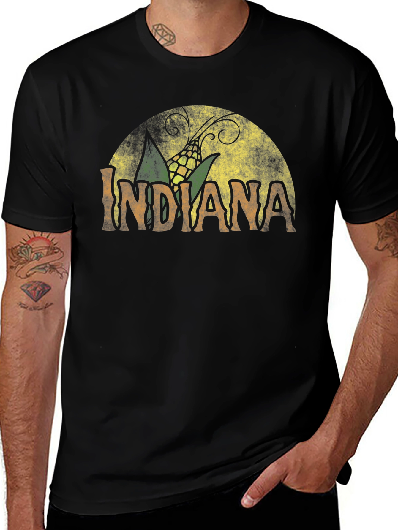 Variant 29 of Indiana Corn Graphic Tee - Black Cotton T-Shirt