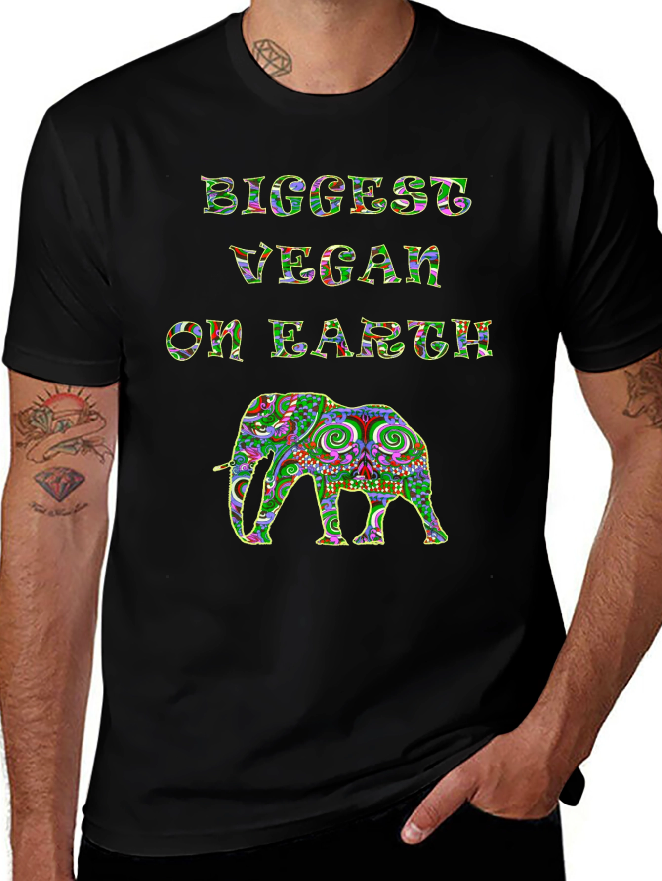 Biggest Vegan on Earth Elephant Graphic T-Shirt