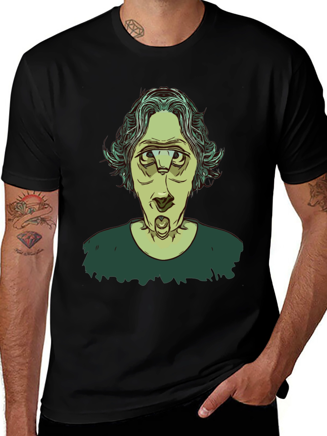 Variant 20 of Unique Three-Eyed Character Black Graphic T-Shirt