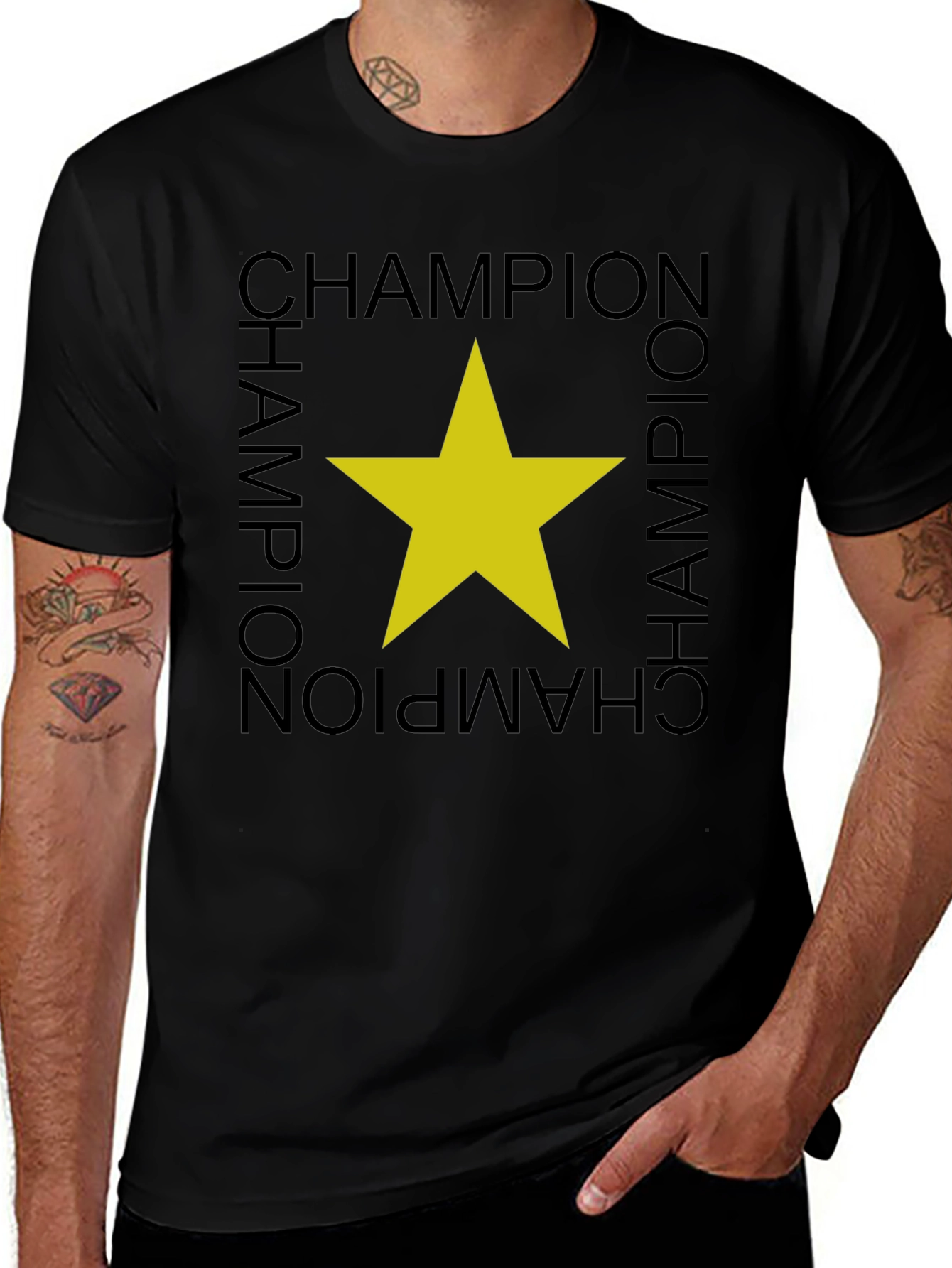 Variant 14 of Champion Star Graphic Tee - Black T-Shirt