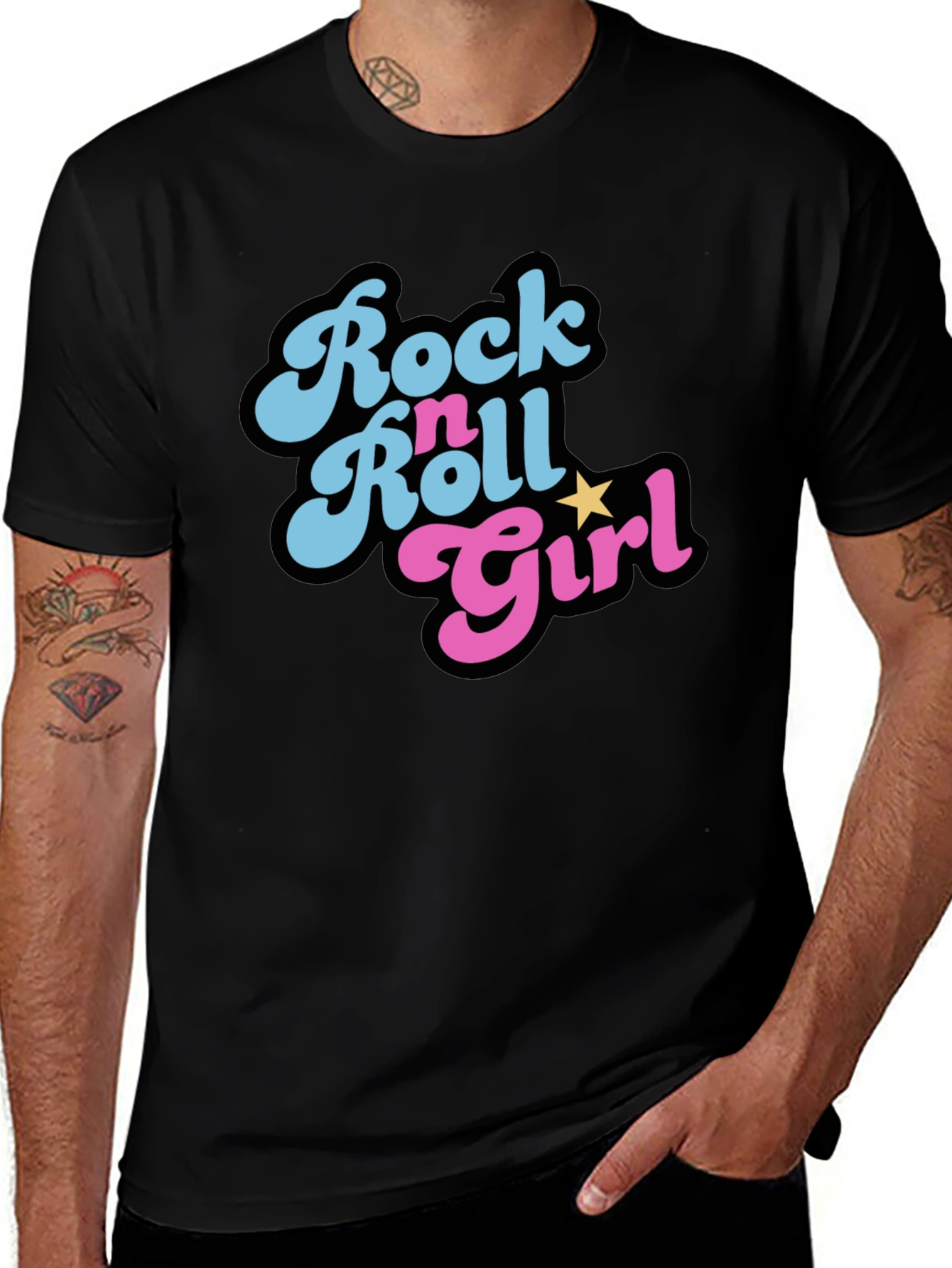 Variant 3 of Rock n Roll Girl Graphic Tee - Trendy Retro Design