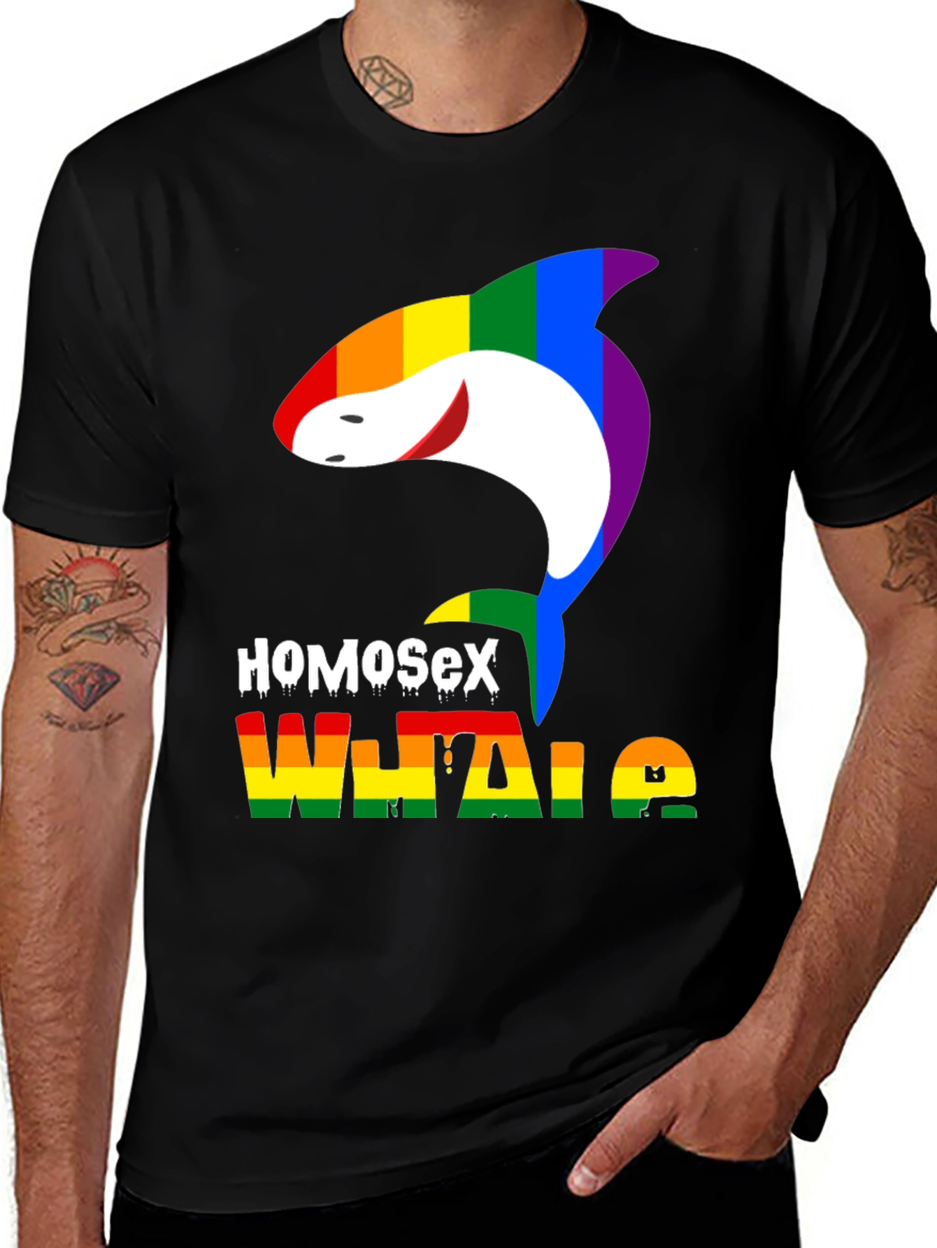 Variant 12 of HomoSex Whale T-Shirt - Pride Rainbow Design