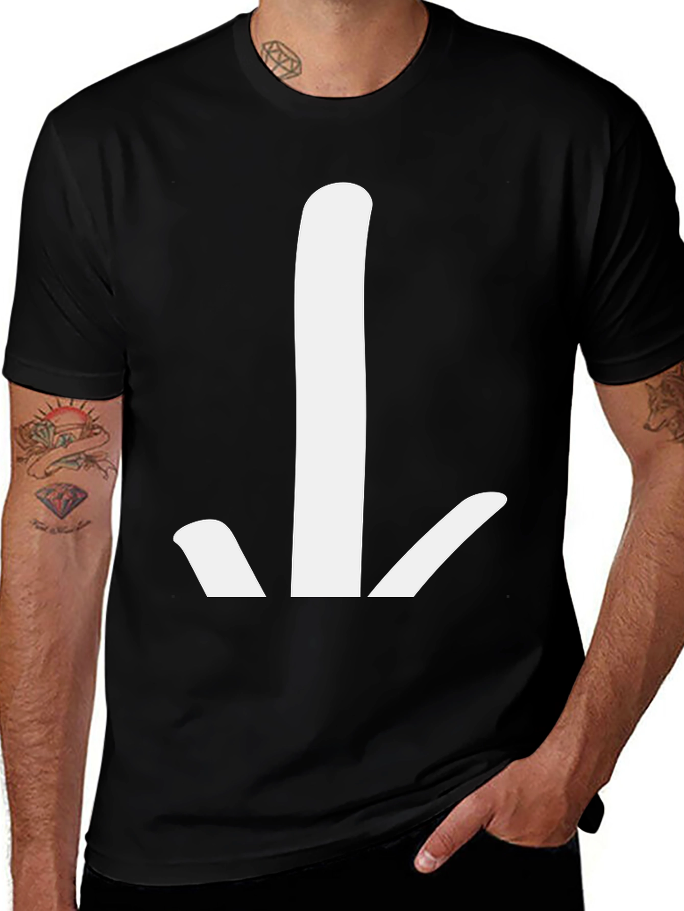 Variant 25 of Black T-Shirt with White Arrow Graphic