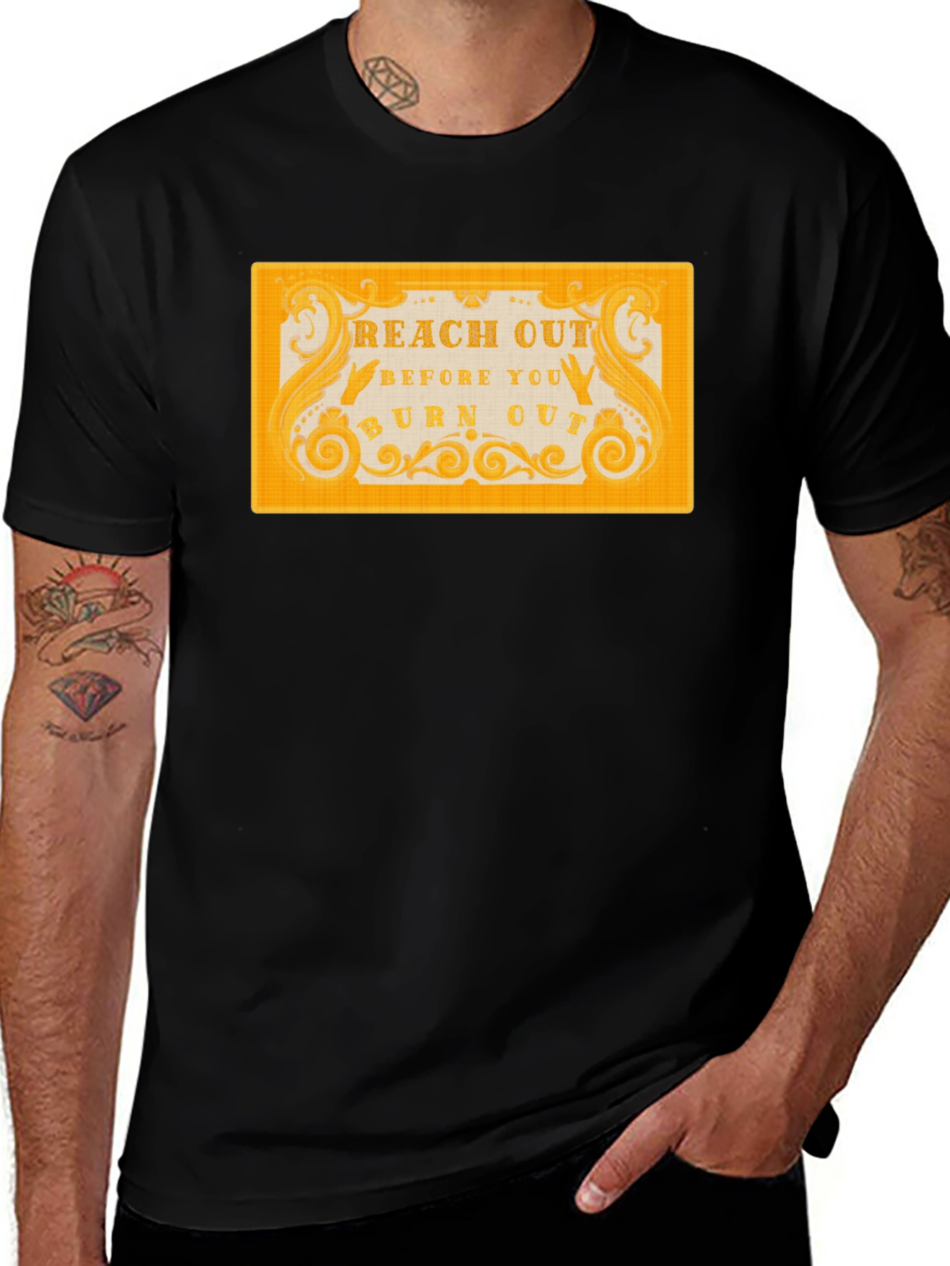 Variant 9 of Reach Out T-Shirt - Black Motivational Tee