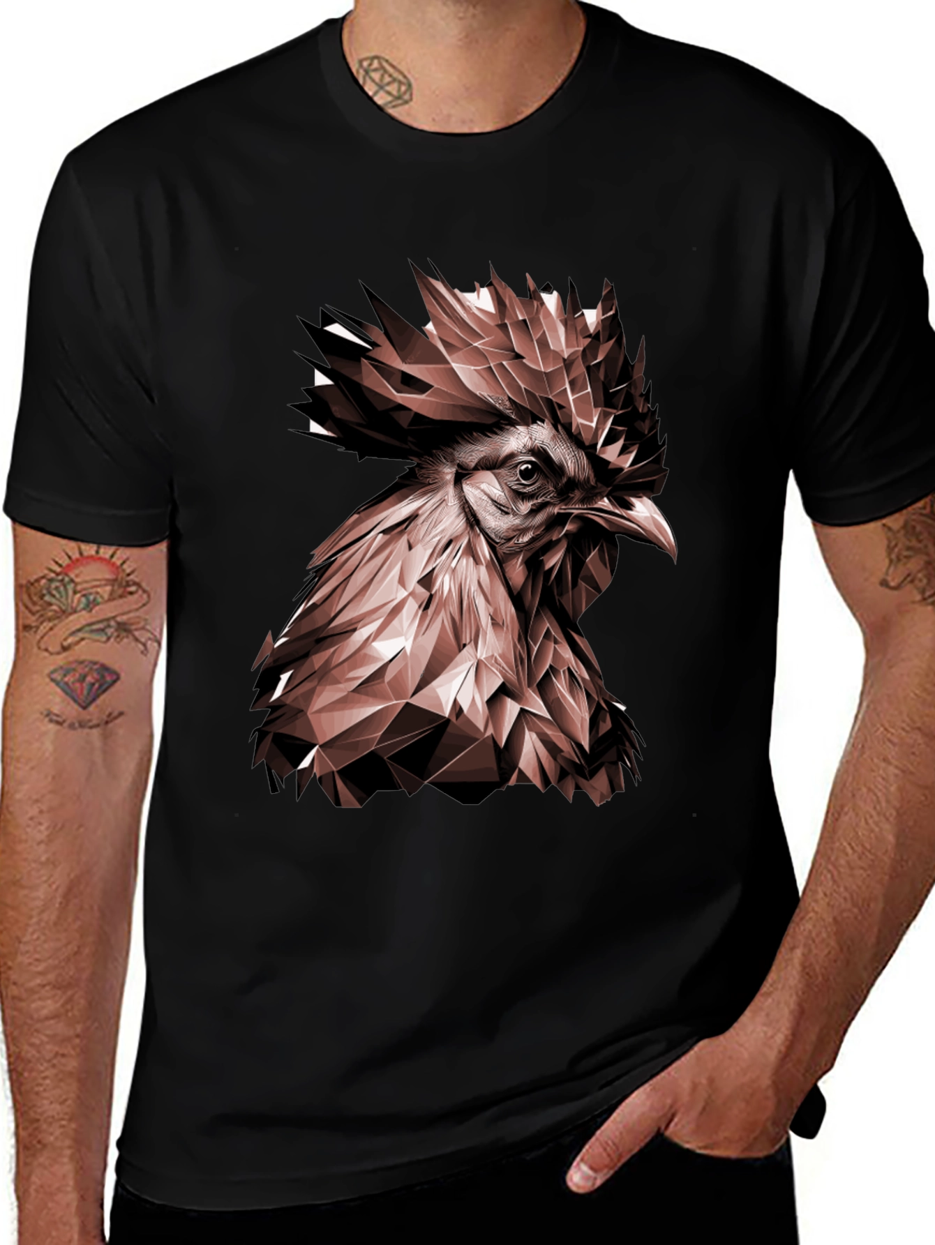 Variant 26 of Geometric Rooster Graphic Tee - Bold & Stylish