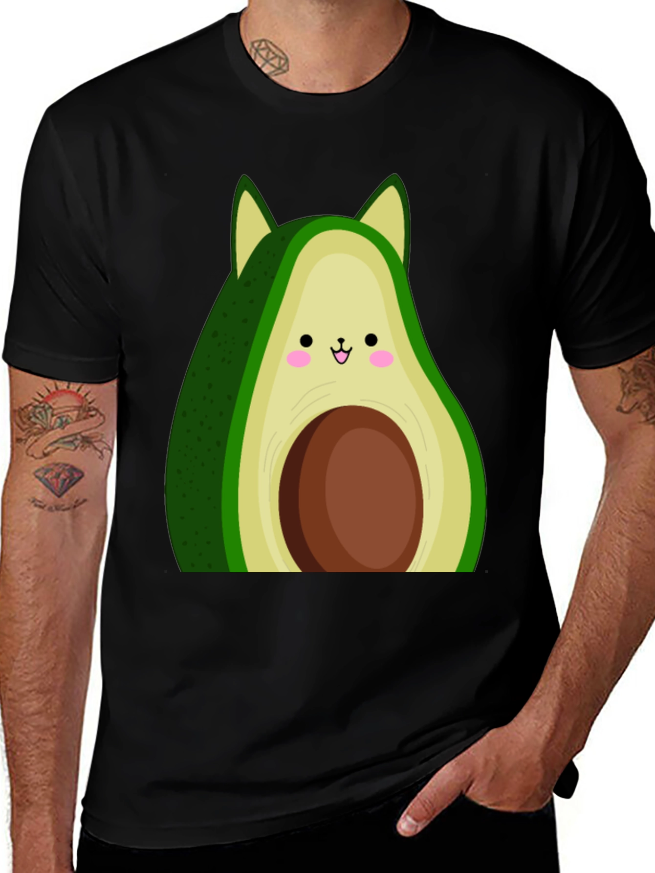 Avocado Cat Graphic Tee - Cute Kawaii Style