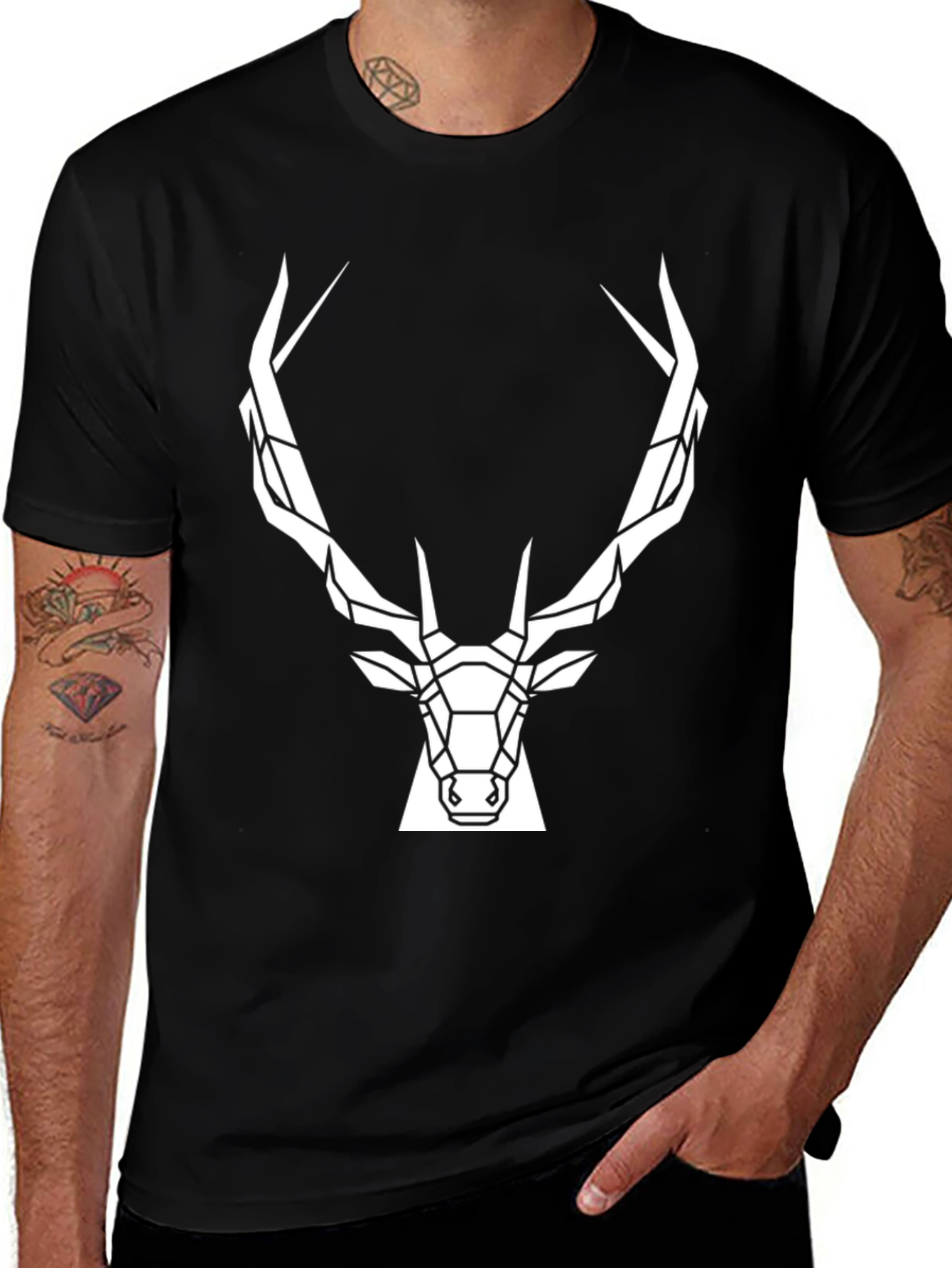 Variant 24 of Geometric Deer Head T-Shirt - Modern Graphic Tee