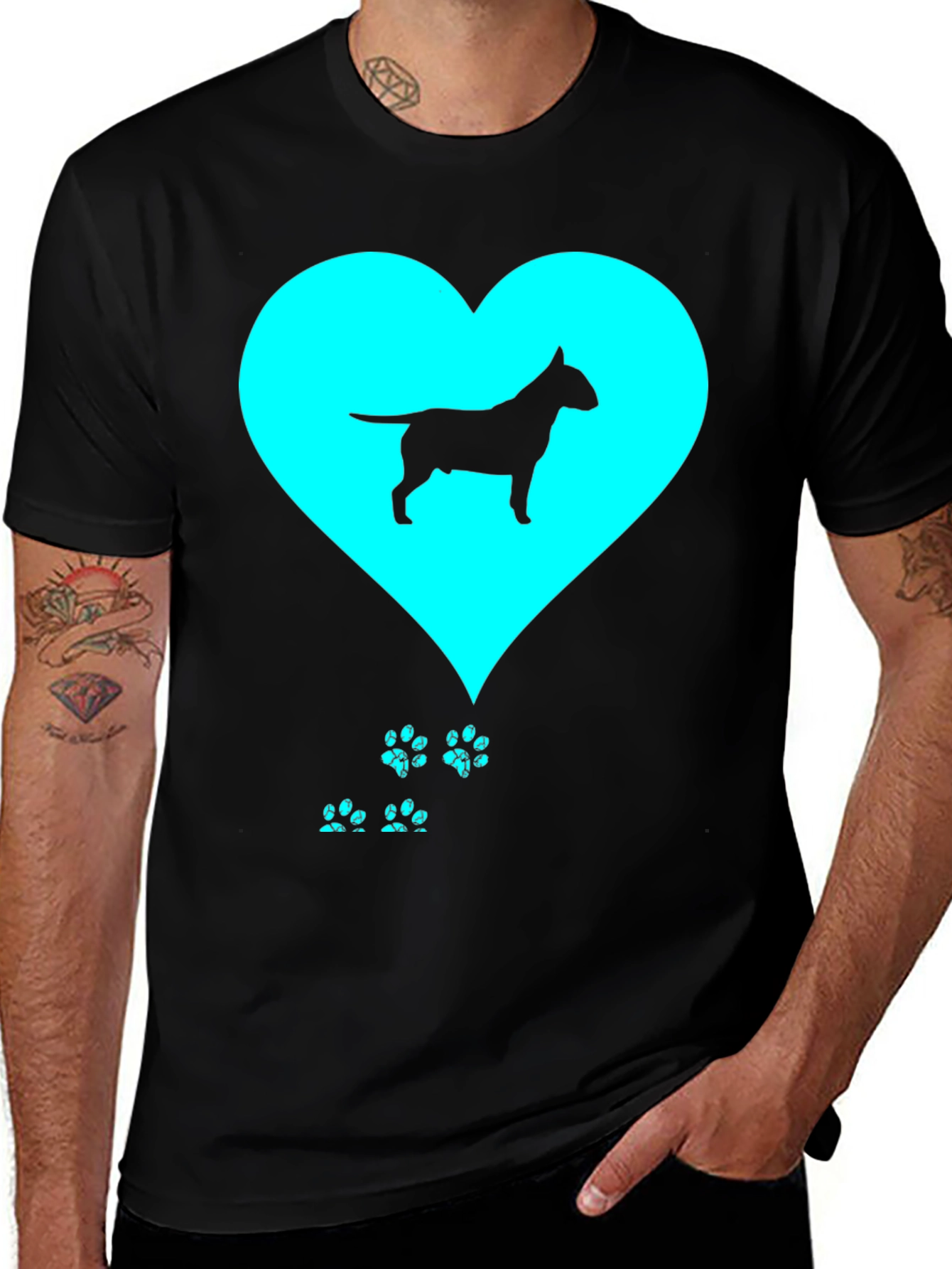 Bull Terrier Love Black T-Shirt