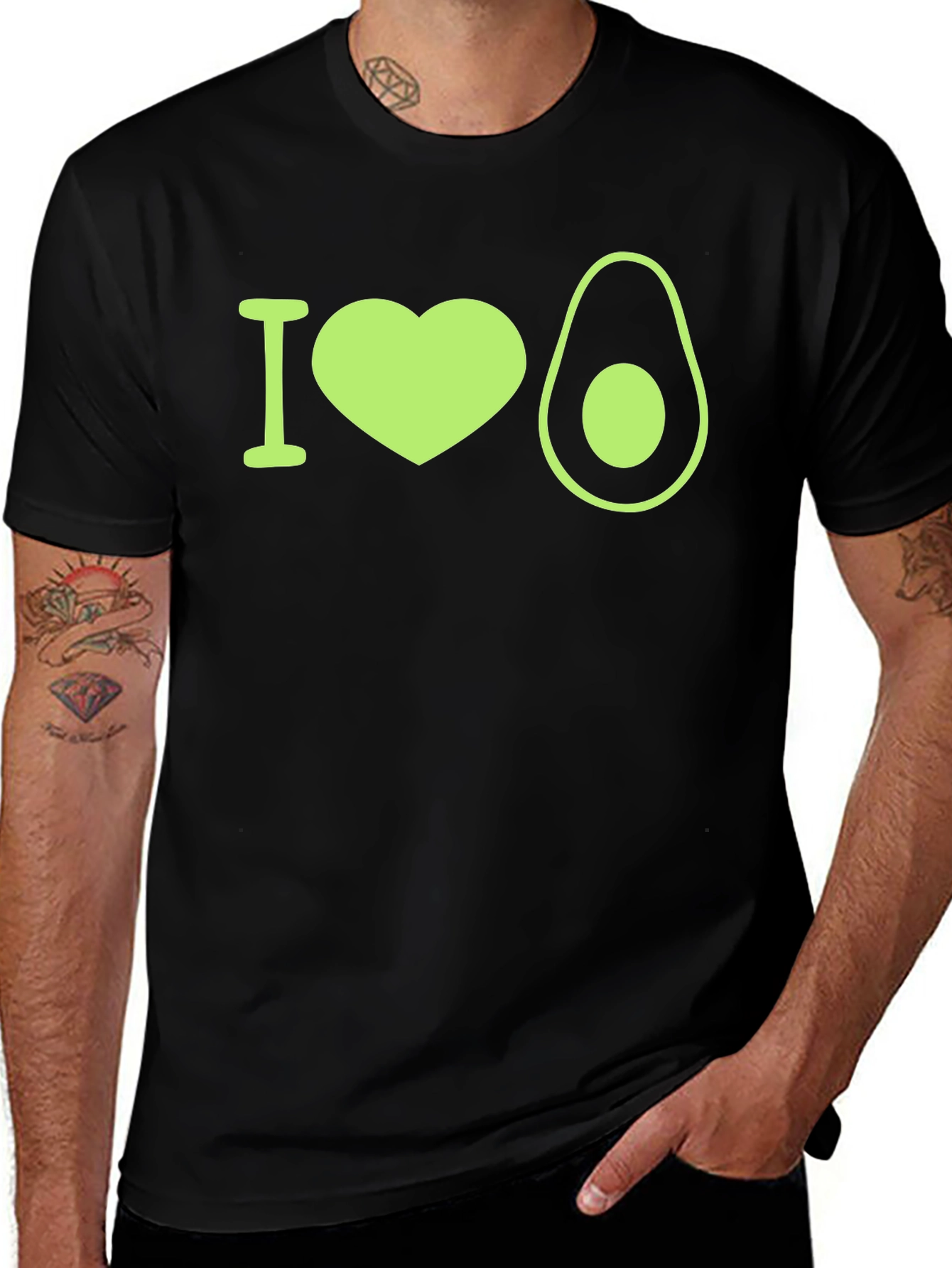Variant 18 of I Heart Avocado T-Shirt -  Men's Black Tee
