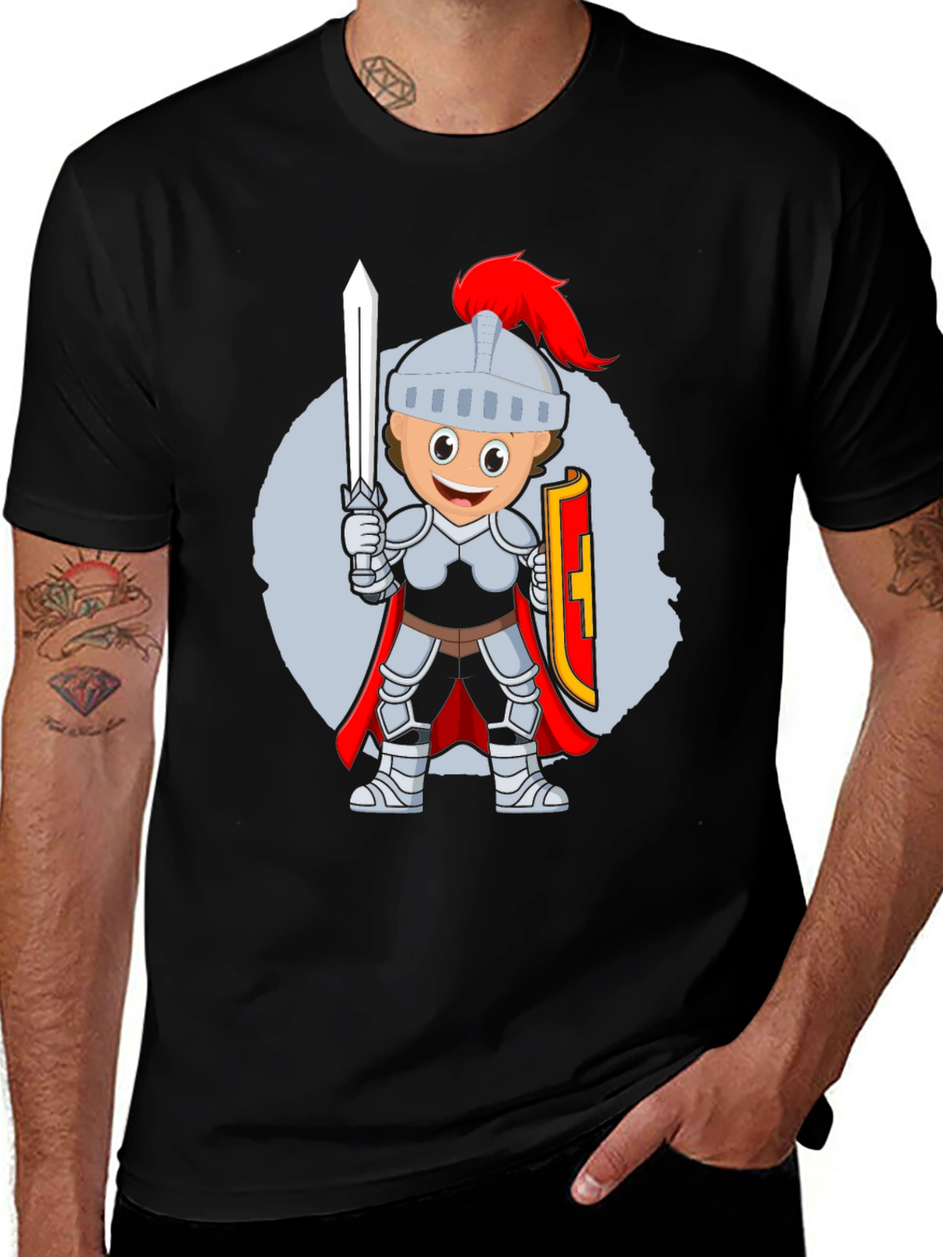 Variant 26 of Knight Cartoon T-Shirt - Black Cotton Blend