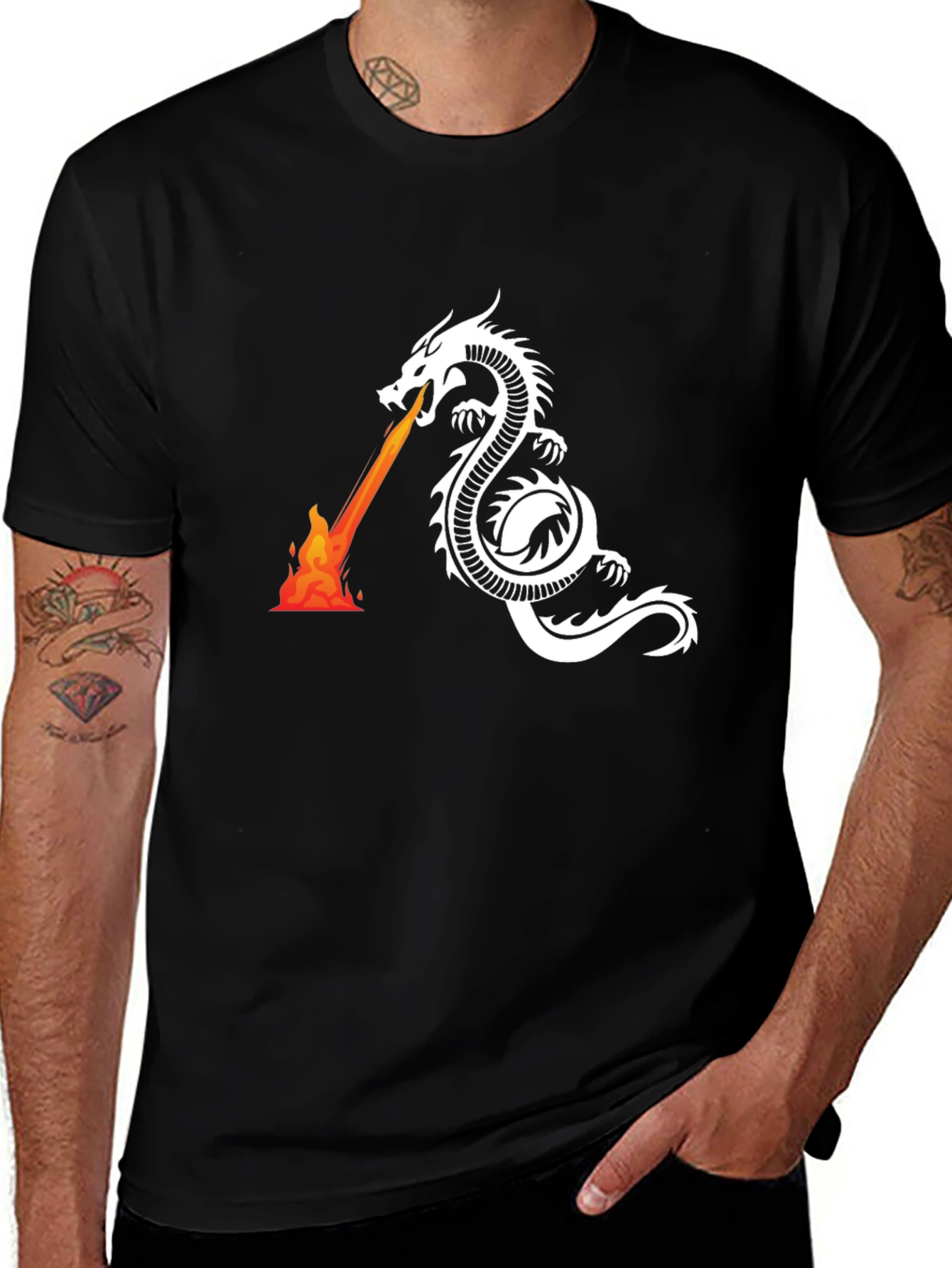 Variant 22 of Dragon Fire T-Shirt - Black Graphic Tee