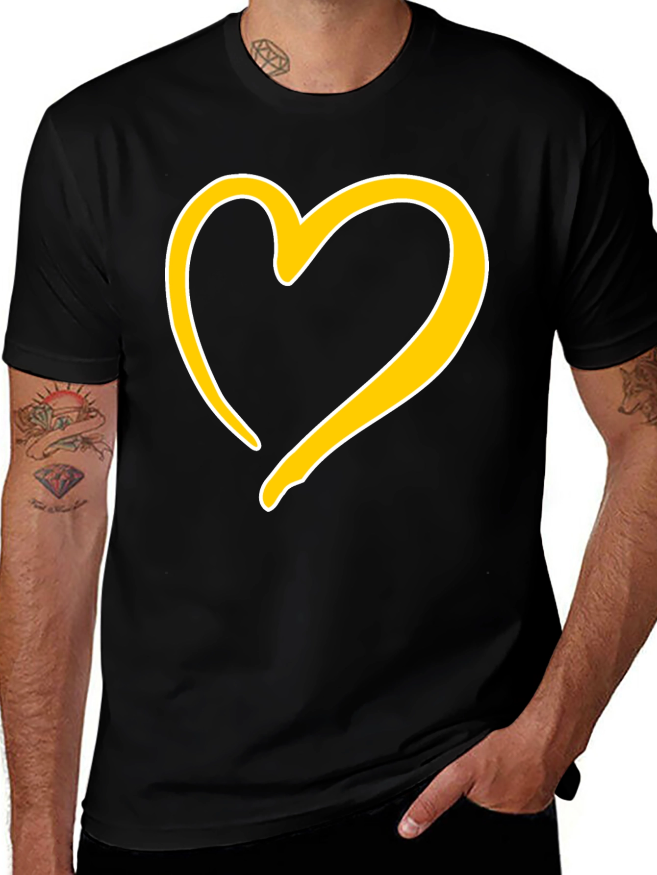 Variant 21 of Black T-Shirt with Golden Heart Design