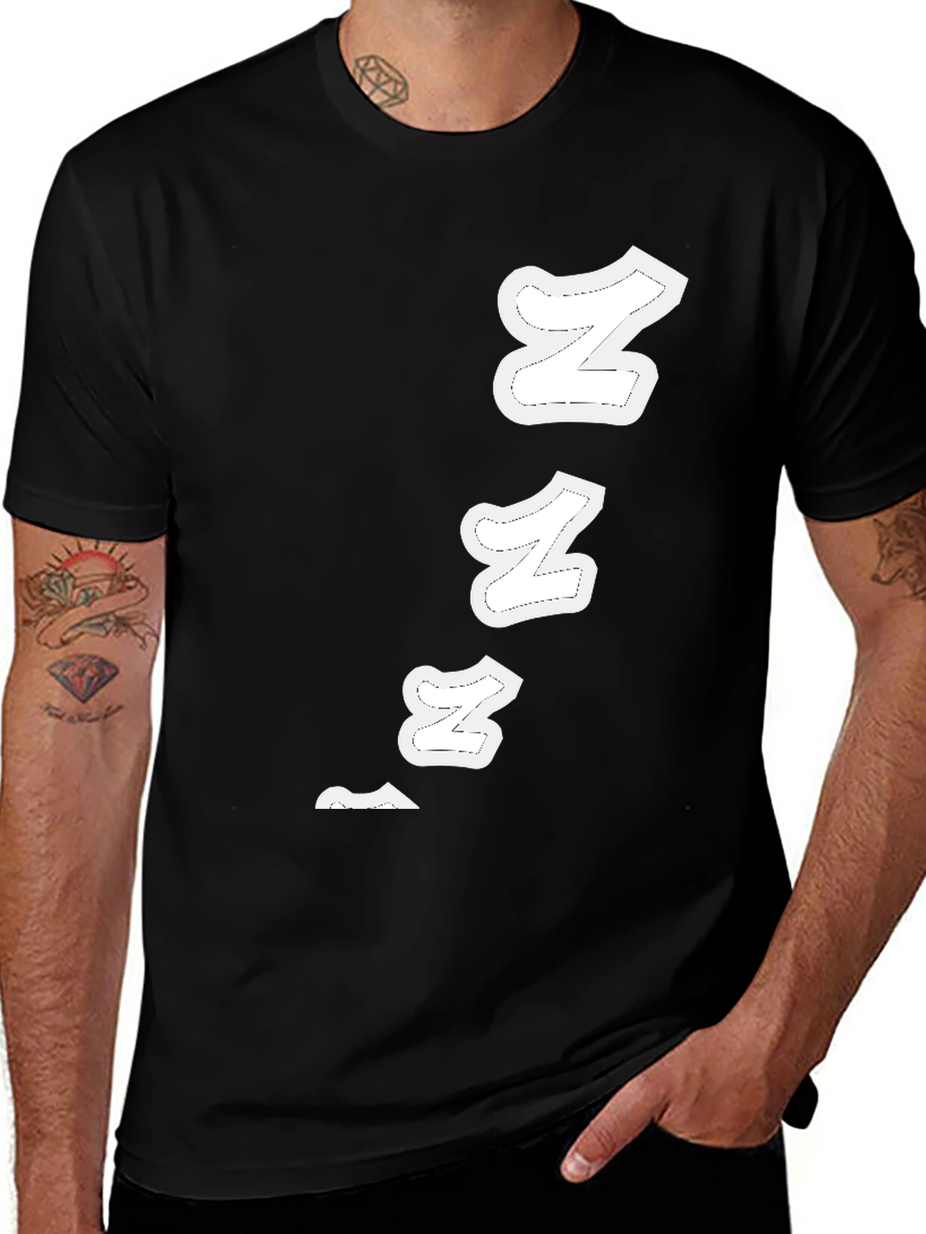 Variant 11 of Sleepy Z's Black Cotton Graphic T-Shirt