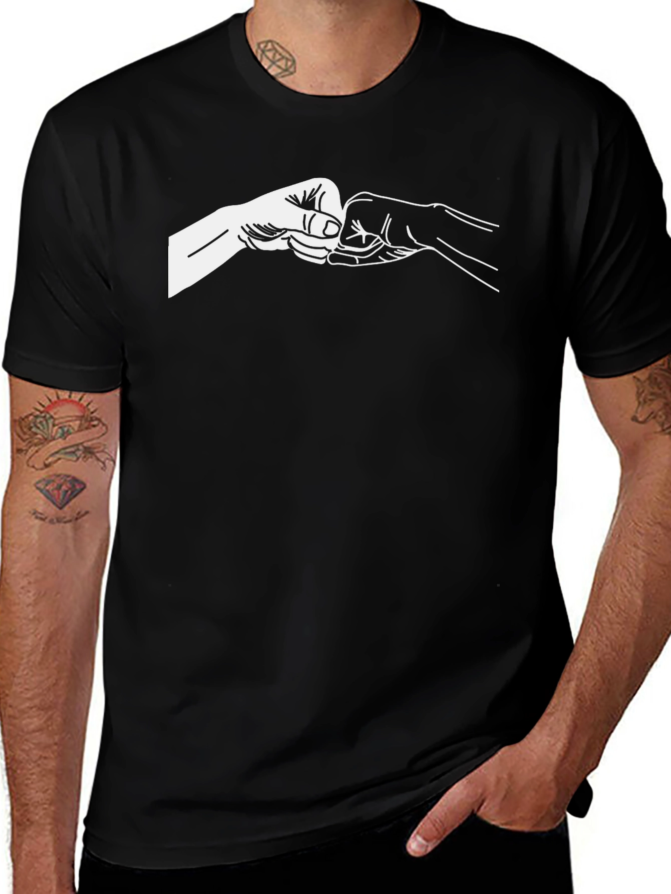 Variant 6 of Fist Bump Graphic Tee - Casual Black T-Shirt
