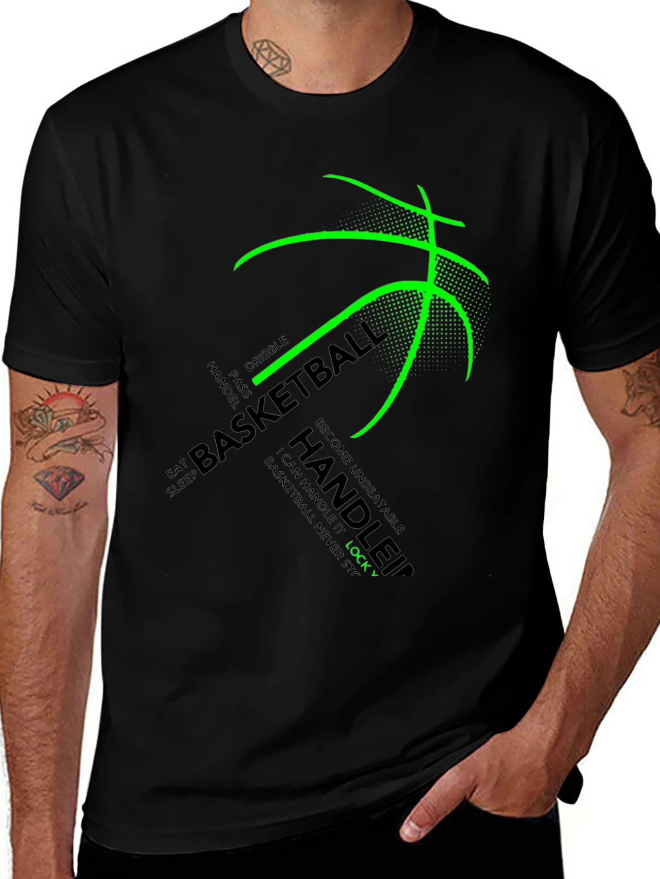 Variant 25 of Basketball Graphic Tee - Black Short Sleeve T-Shirt