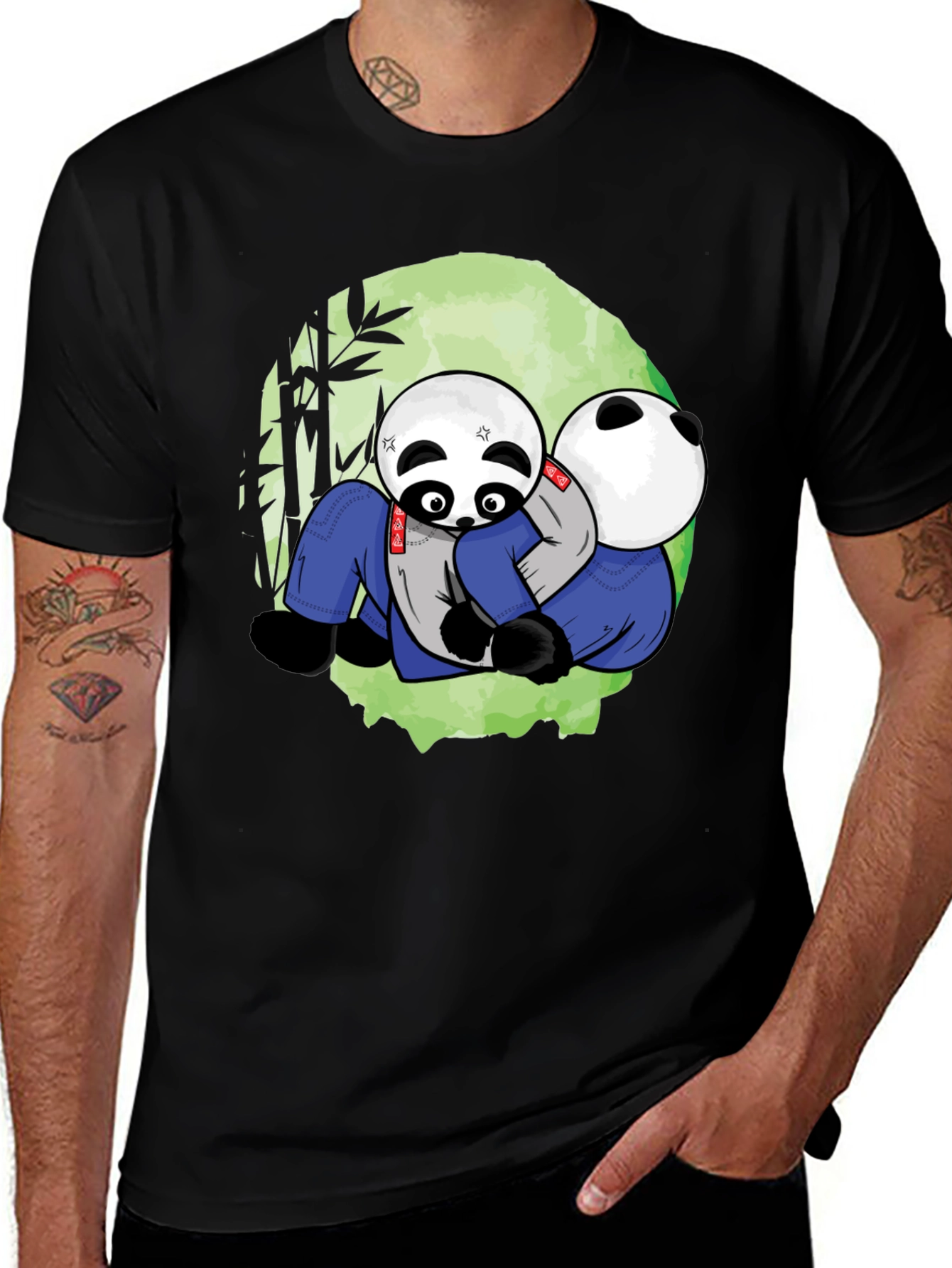 Variant 8 of Panda Jiu Jitsu T-Shirt - Black