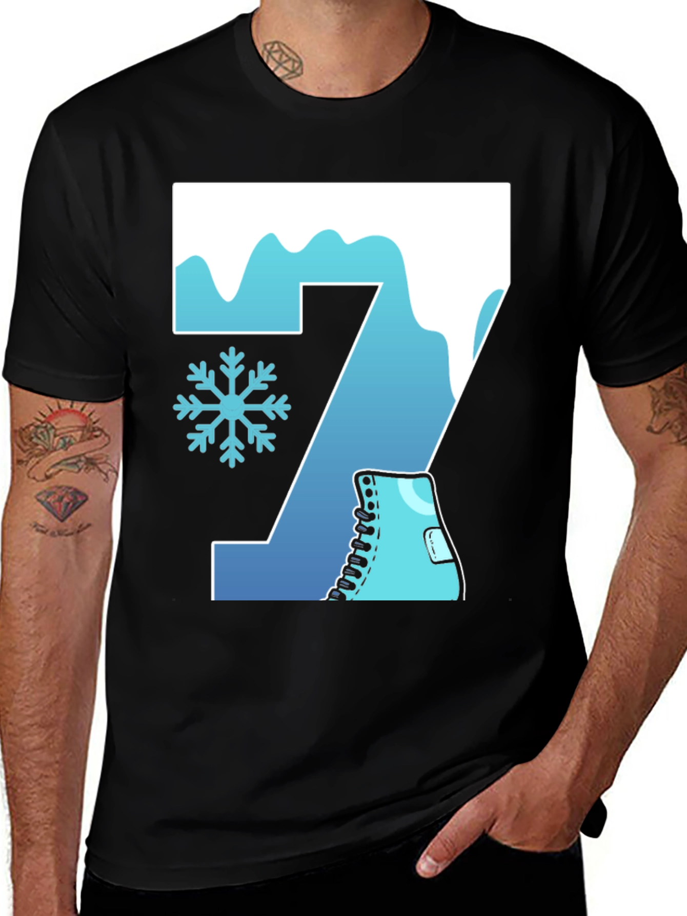 Variant 21 of Winter Number 7 Ice Skating T-Shirt