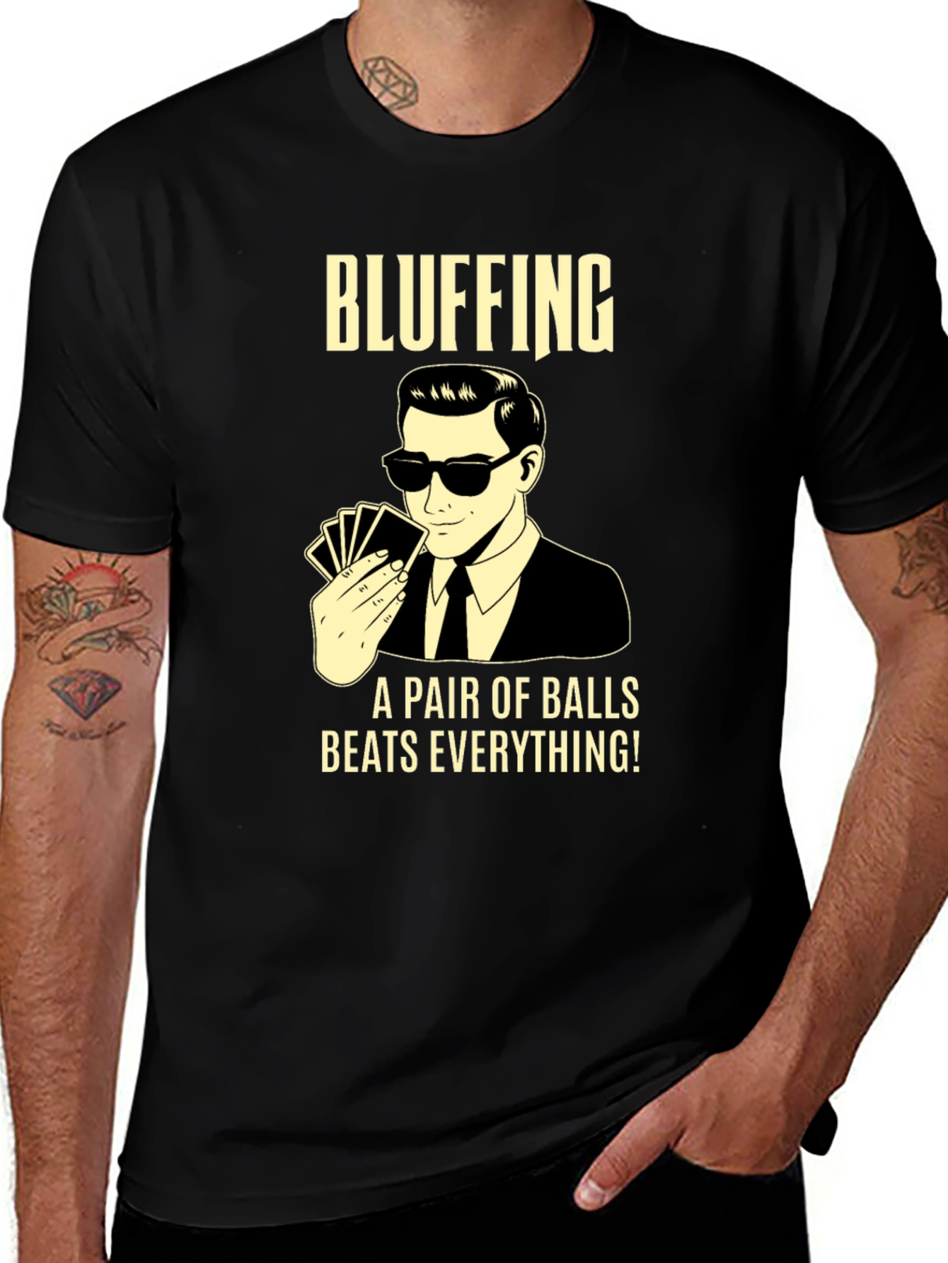 Bluffing T-Shirt: A Pair of Balls Beats Everything!