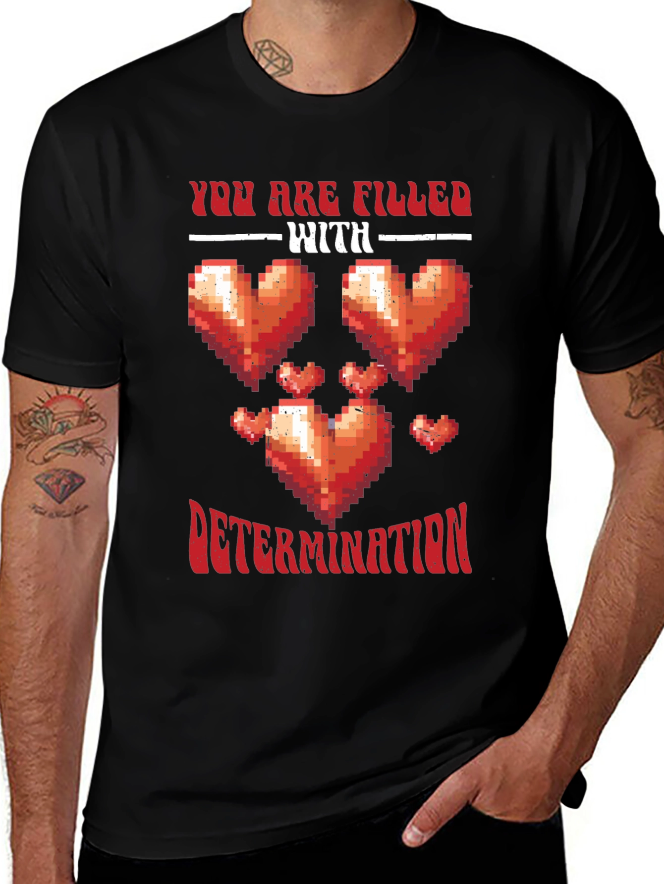 Variant 17 of Pixel Heart Determination Graphic Tee