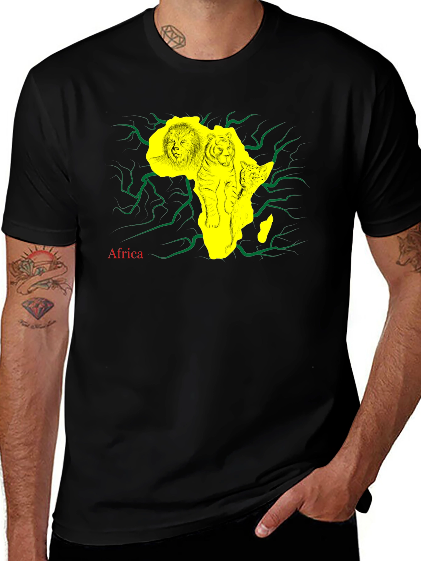 Variant 2 of Africa Wildlife Graphic T-Shirt - Black