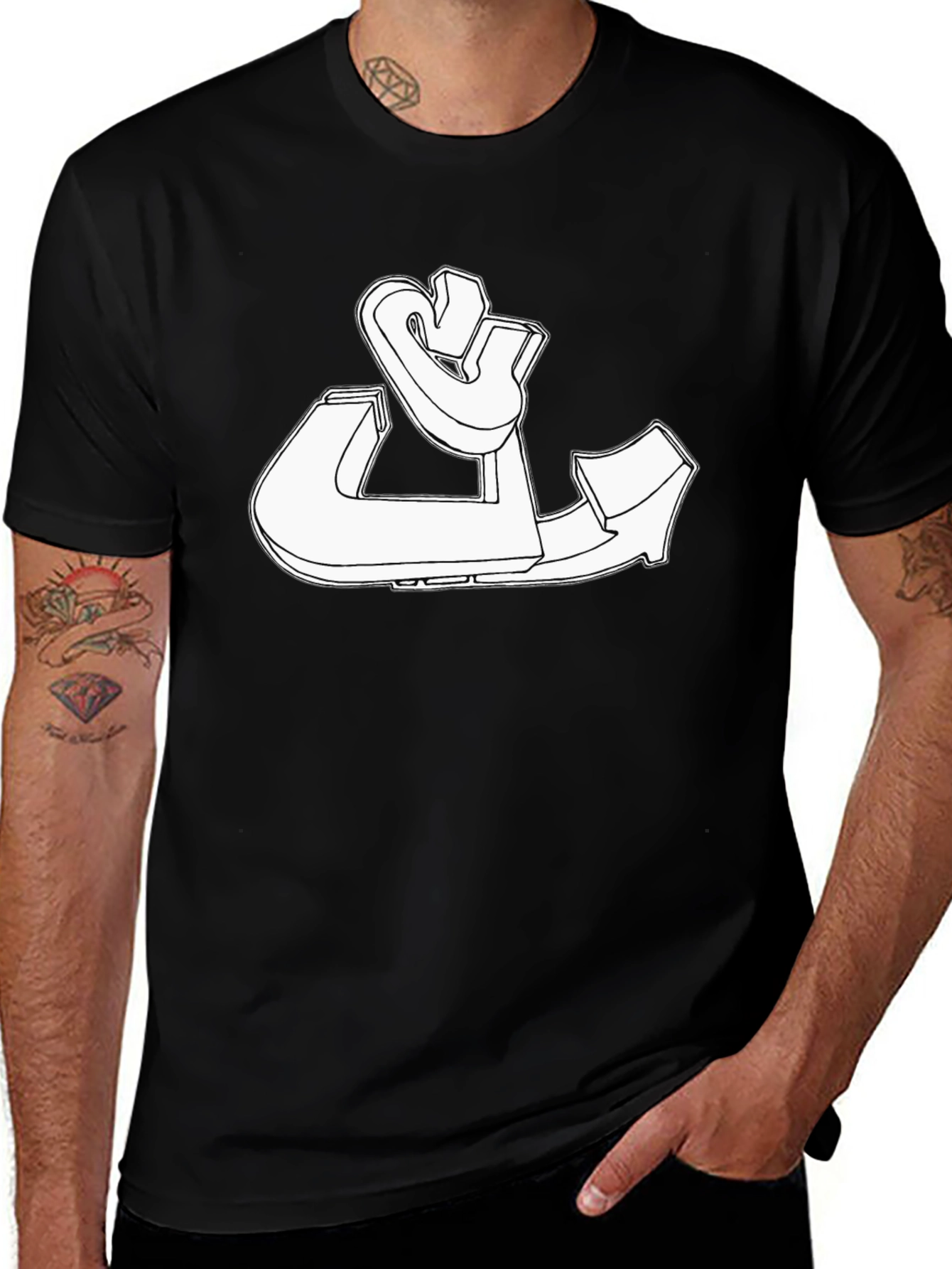 Variant 20 of Modern White Graphic Print Black T-Shirt