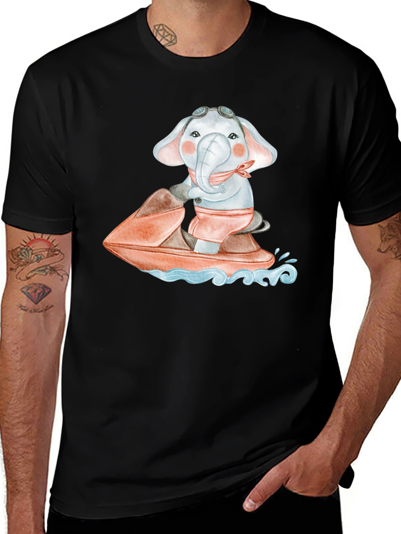 Variant 23 of Elephant Jet Ski Graphic Tee