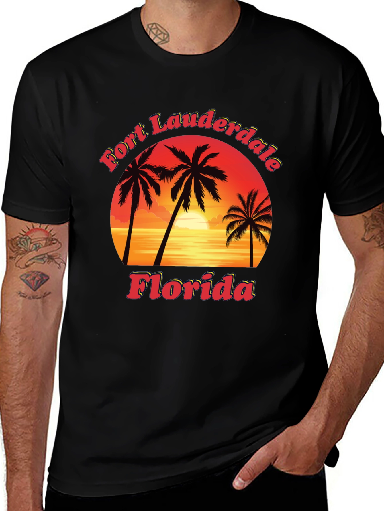 Fort Lauderdale Florida T-Shirt, Sunset Palm Tree Tee