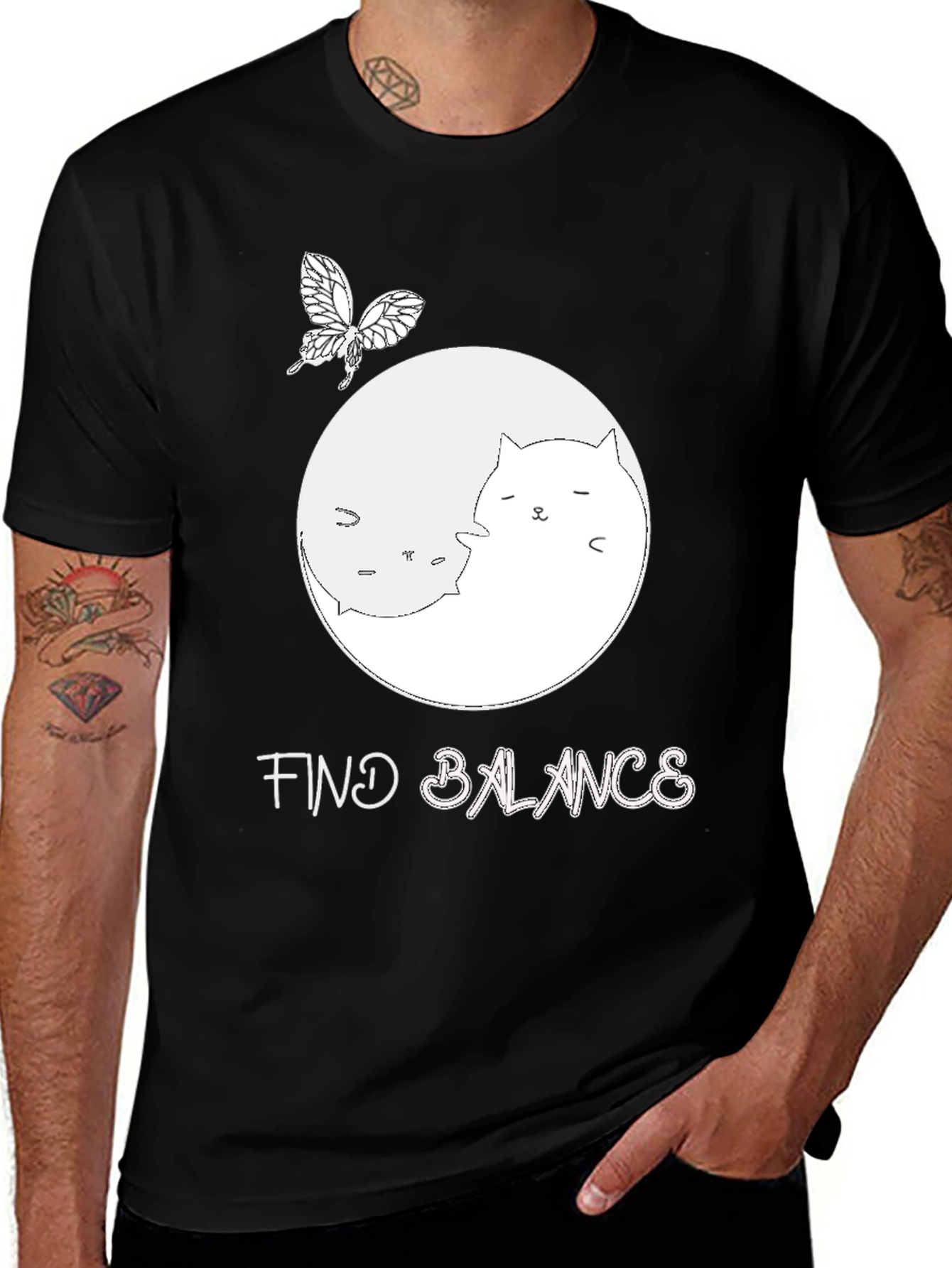 Variant 3 of Yin Yang Cat T-Shirt - Find Balance