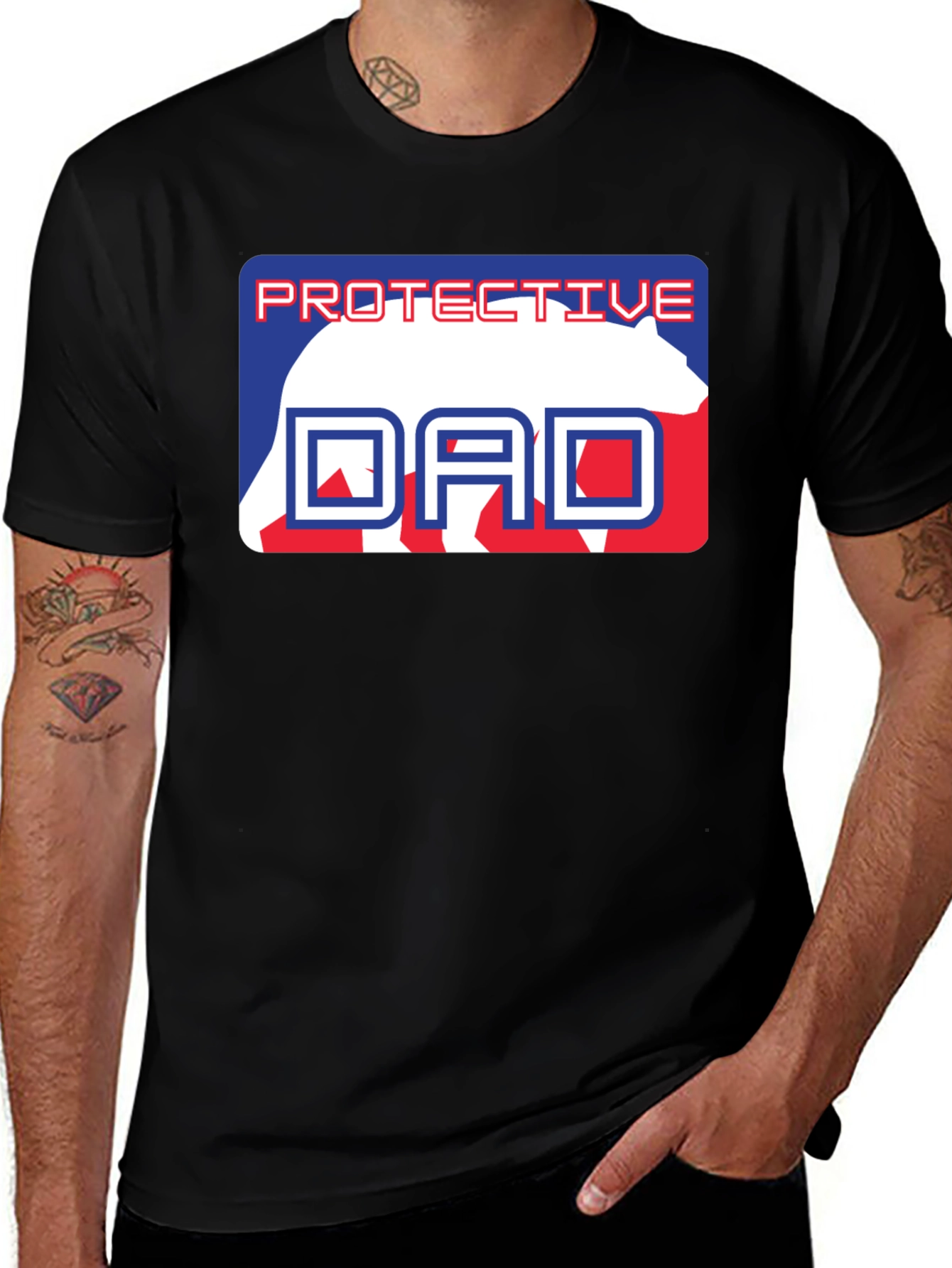 Variant 27 of Protective Dad Graphic T-Shirt - Bear Design