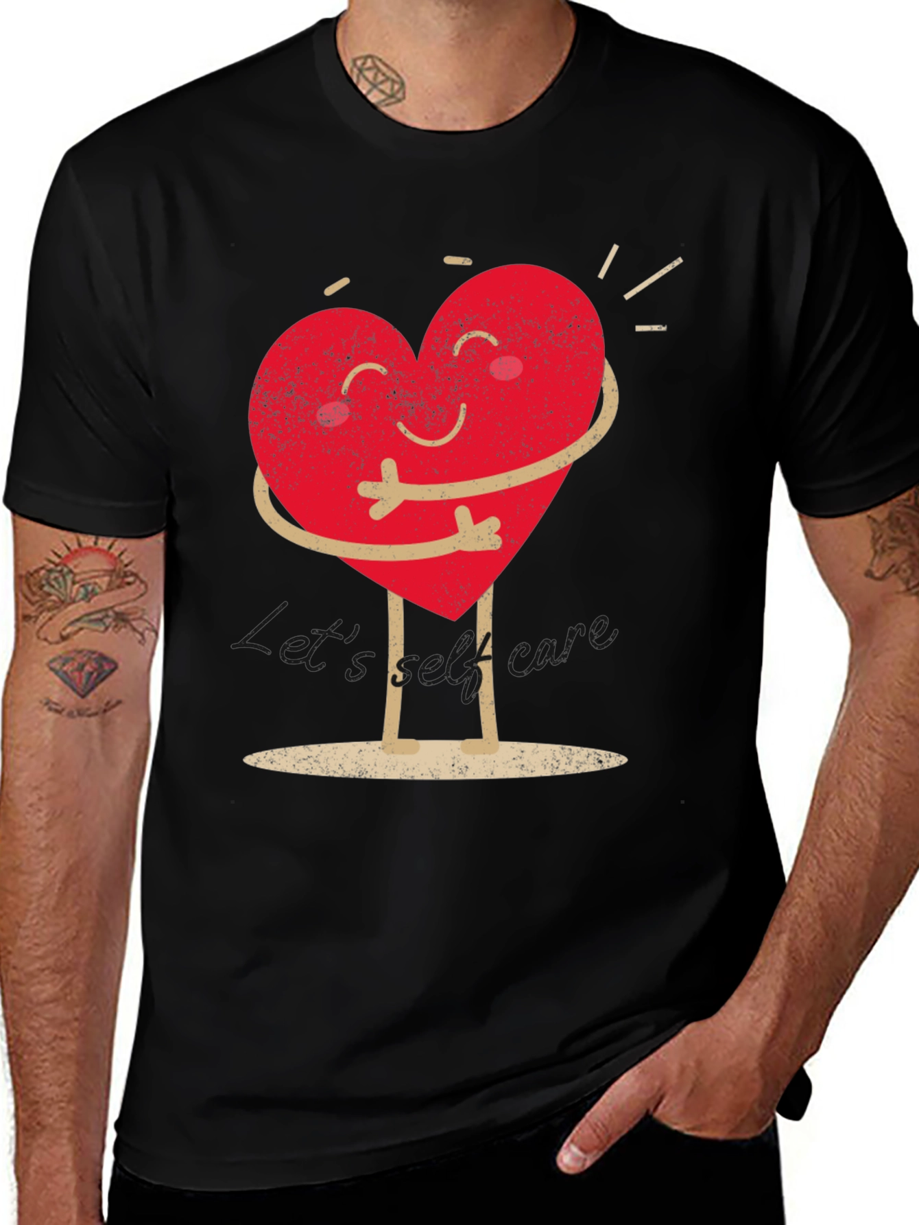 Variant 27 of Heart Hug Graphic T-Shirt - Black, Casual Wear