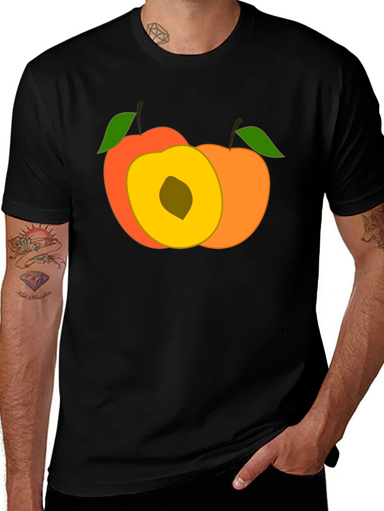 Variant 14 of Peach Graphic Tee - Fruity Casual Style