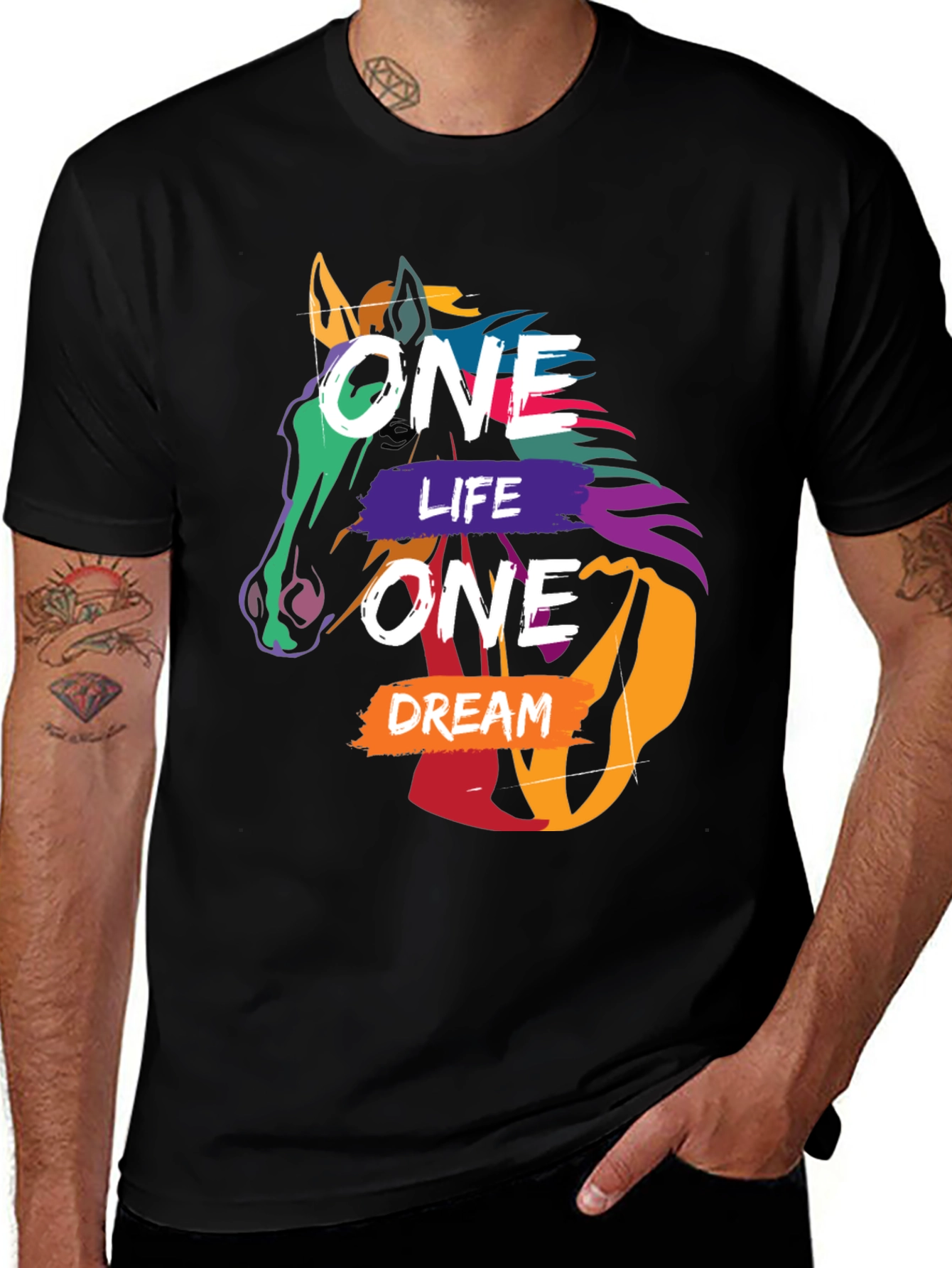 Variant 4 of One Life One Dream Horse Graphic Tee