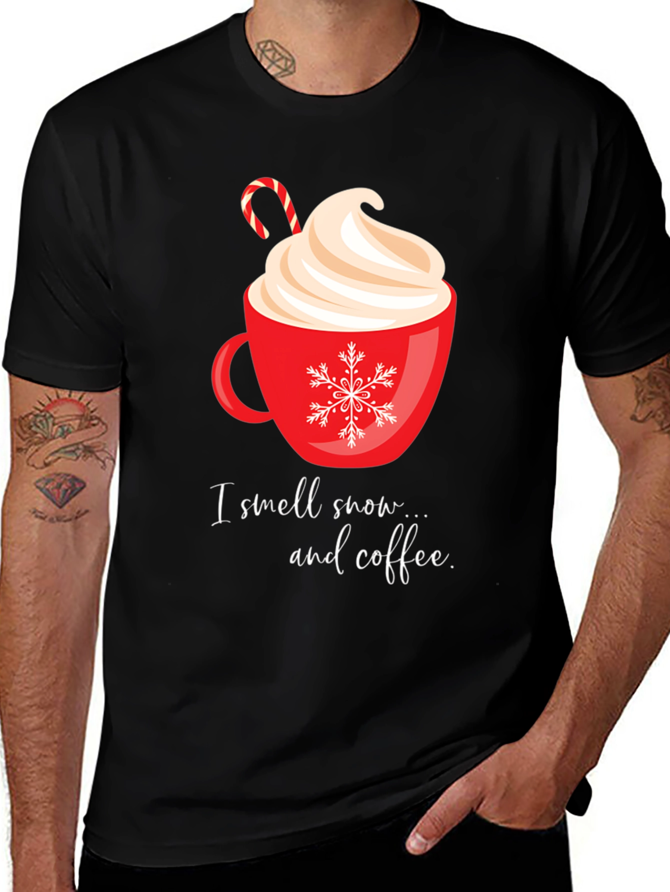 Variant 30 of Festive Coffee T-Shirt - "I smell snow... and coffee."