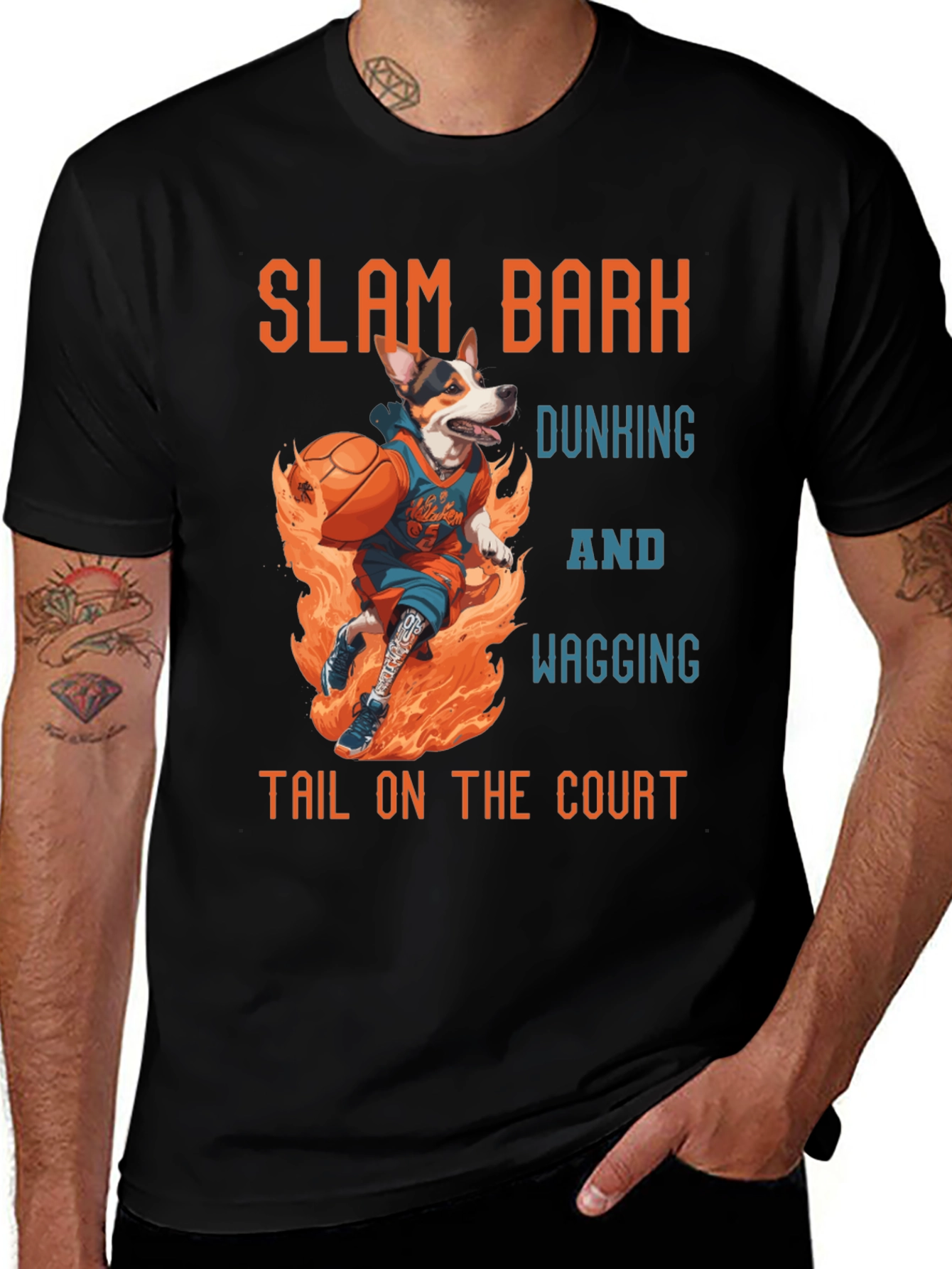 Variant 4 of Slam Bark Dunking Dog Graphic T-Shirt
