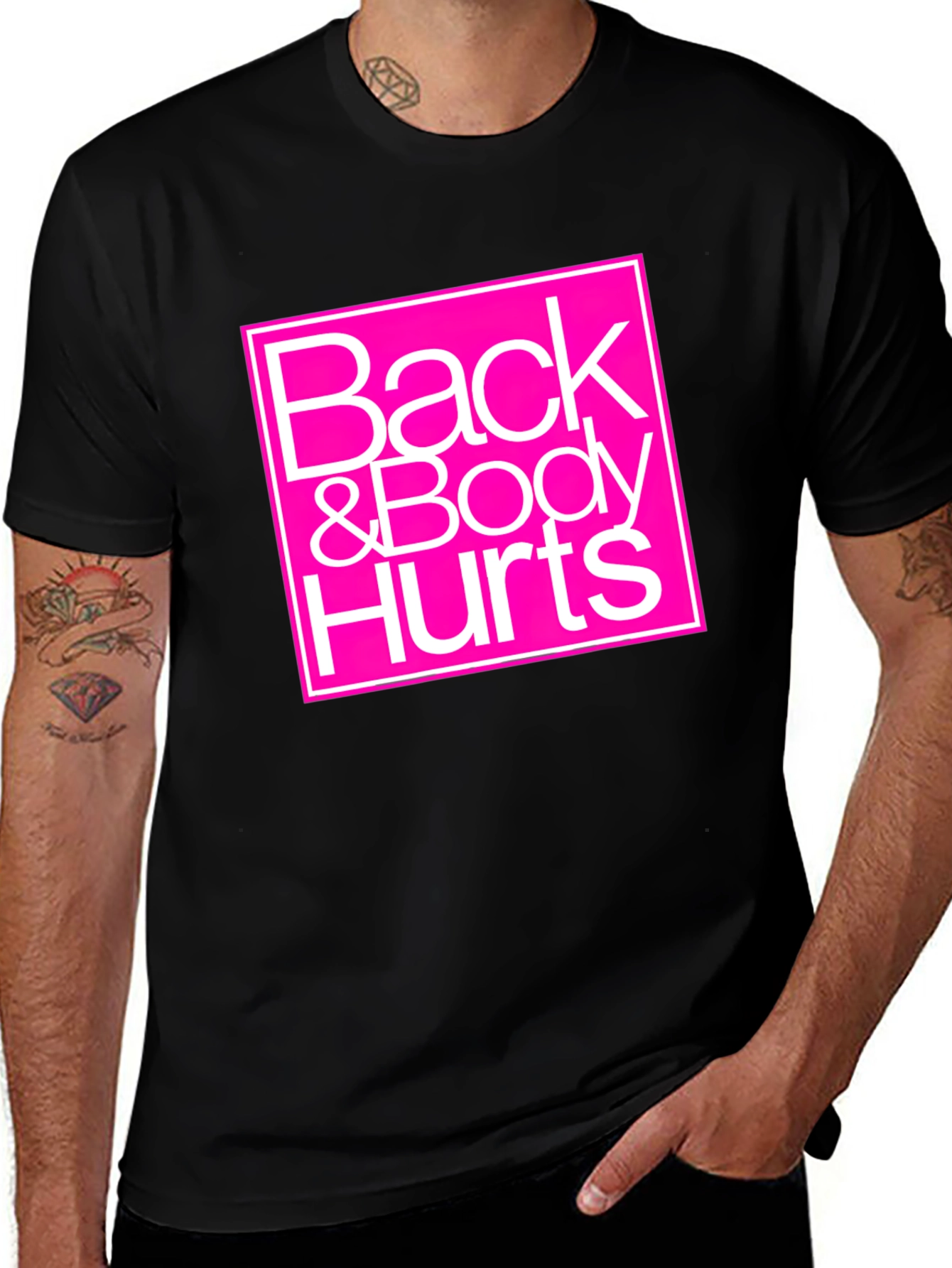Variant 10 of Back & Body Hurts Graphic Tee - Black