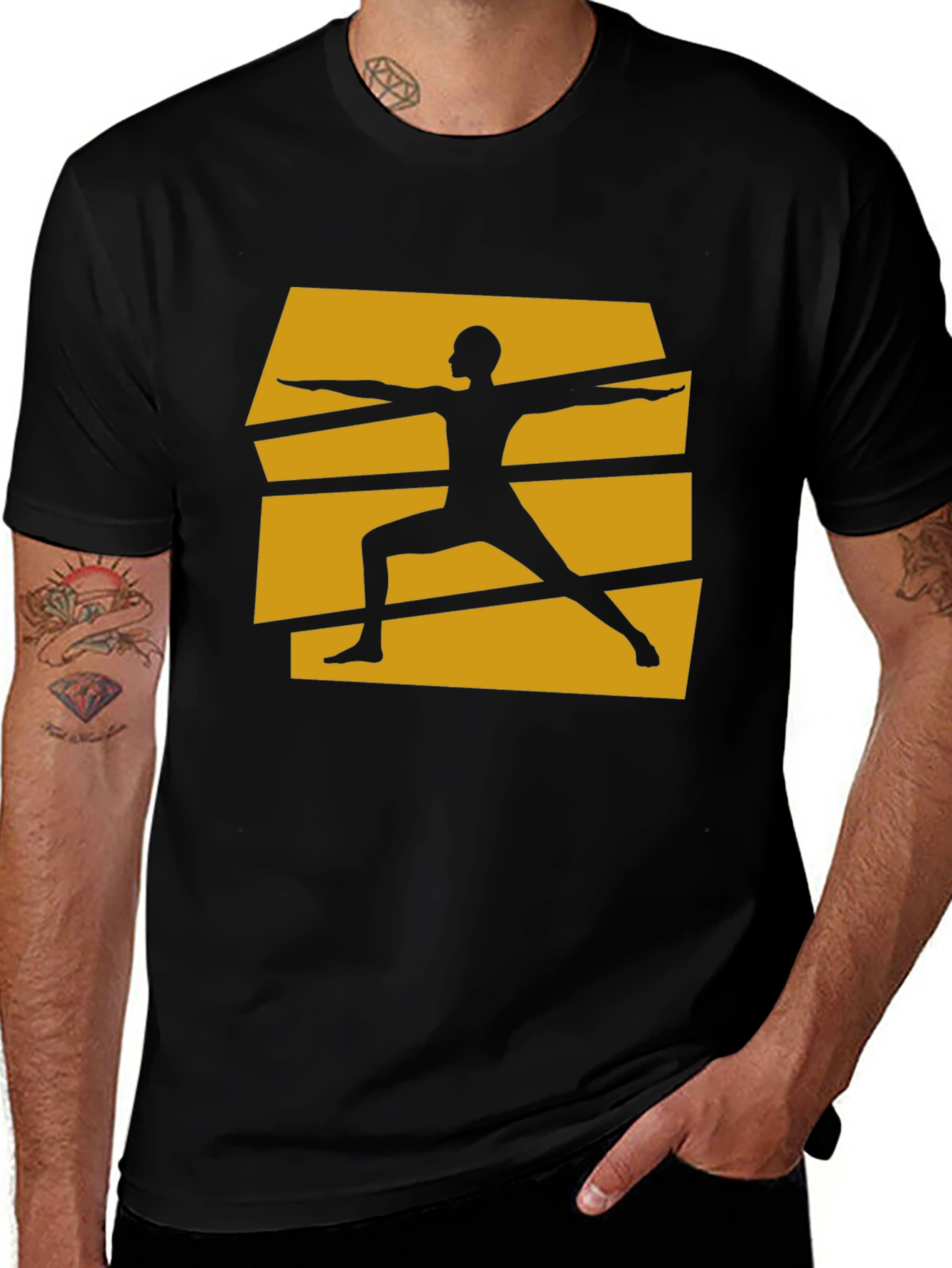 Variant 14 of Yoga Warrior Pose Graphic Tee - Black