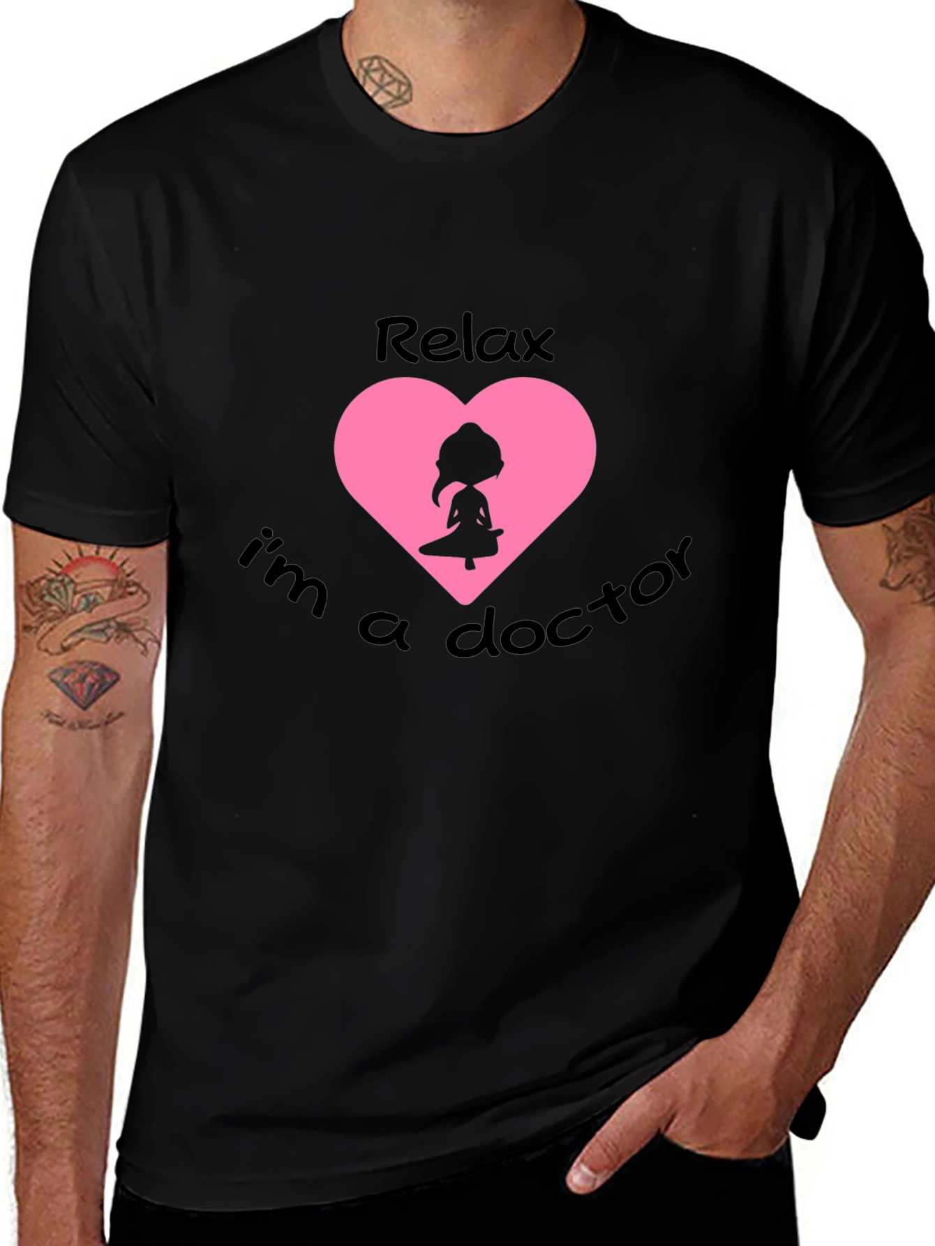 Variant 7 of Relax I'm a Doctor T-Shirt - Yoga Heart Design